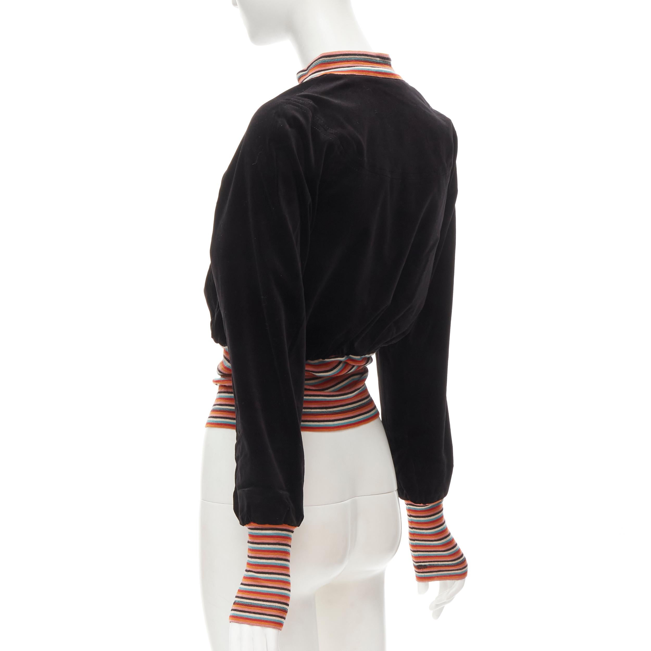 VIVIENNE WESTWOOD RED LABEL black velvet multi striped bomber jacket US2 S 3