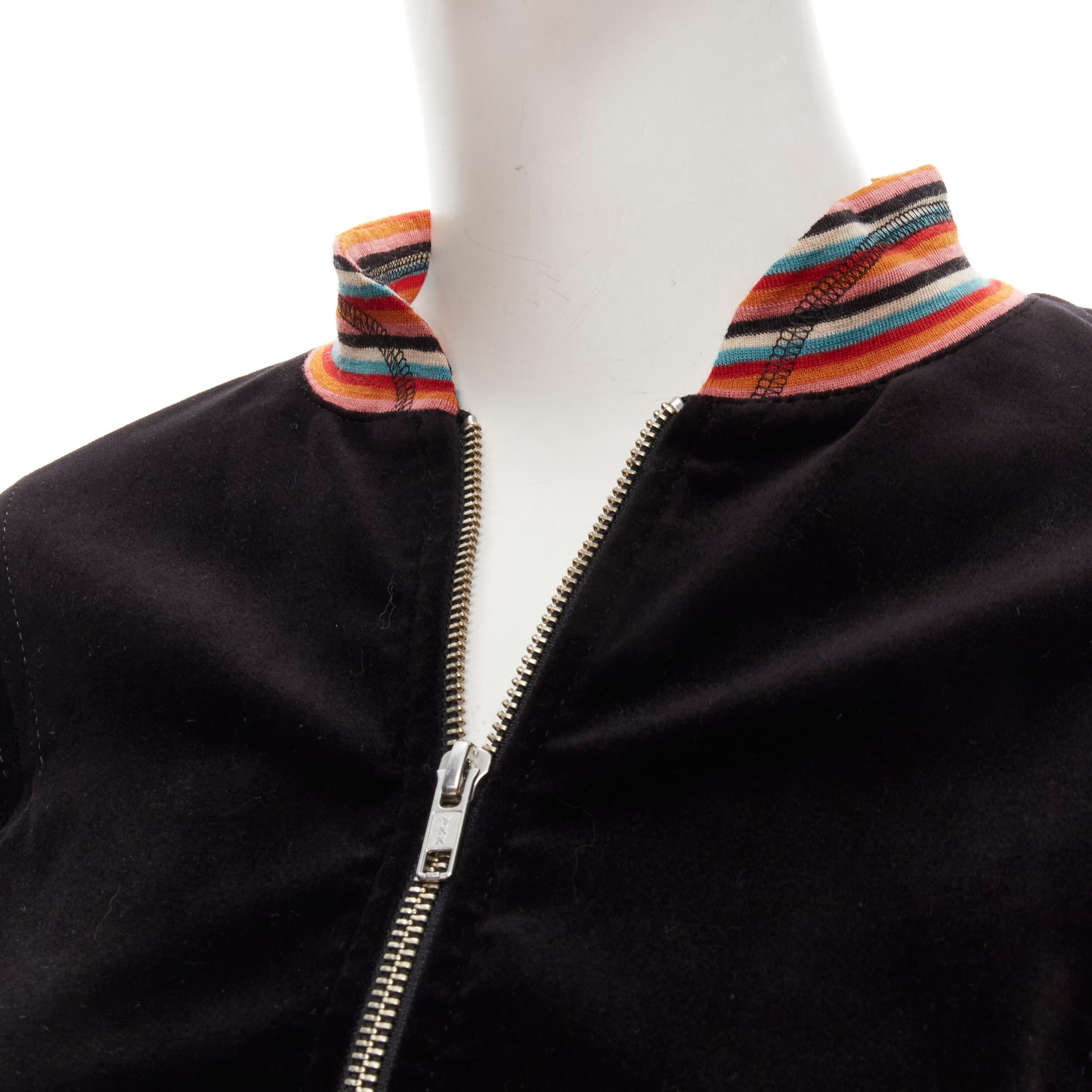 VIVIENNE WESTWOOD RED LABEL black velvet multi striped bomber jacket US2 S 4