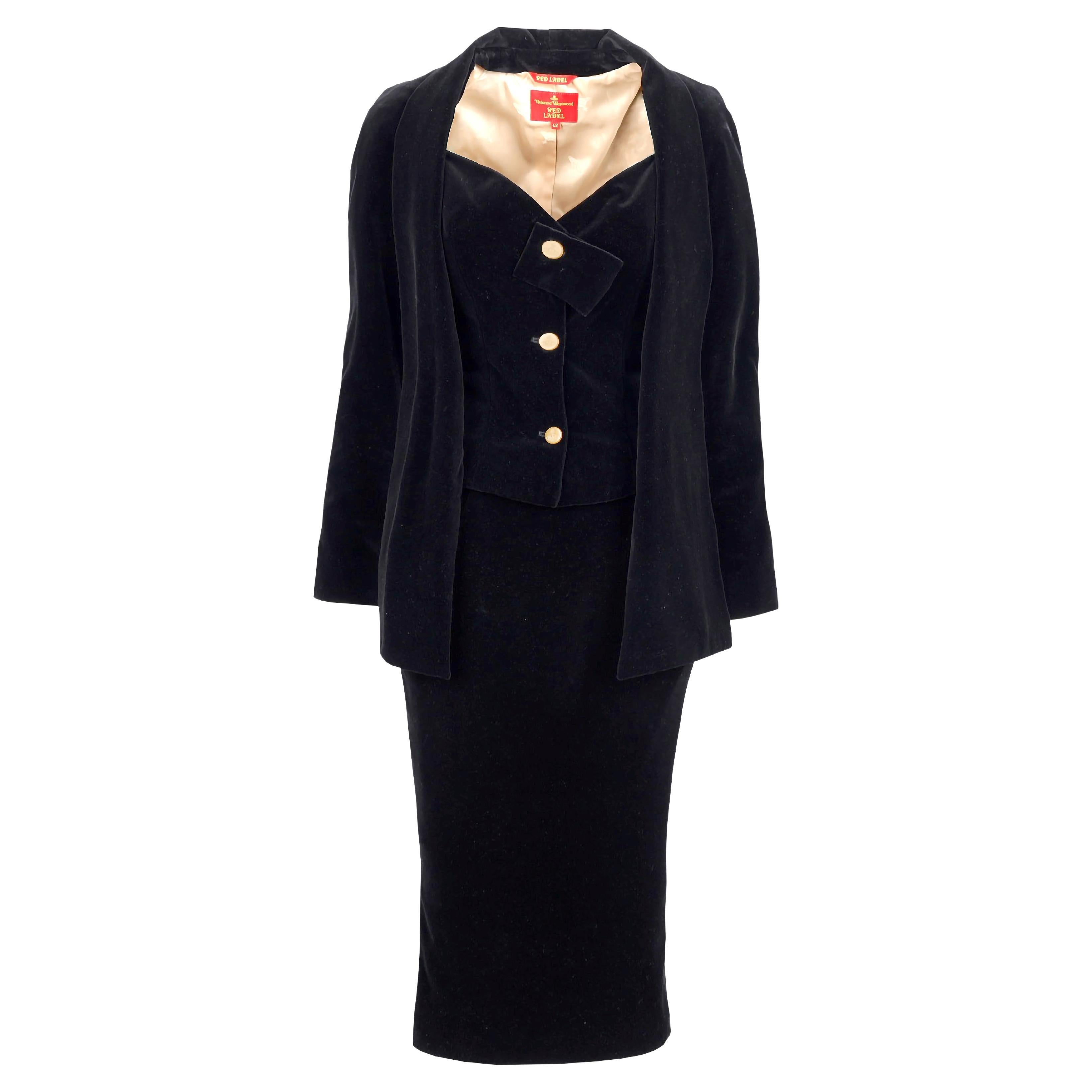 Vivienne Westwood Red Label Black Velvet Suit - '00s For Sale