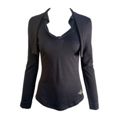 Vivienne Westwood Red Label Black Wool Tie-Neck Knit Shirt, 1990s