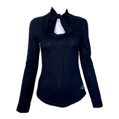 Vivienne Westwood RED LABEL by VIVIENNE WESTWOOD Schwarzes Wollstrickhemd mit Krawattenausschnitt, 1990er Jahre