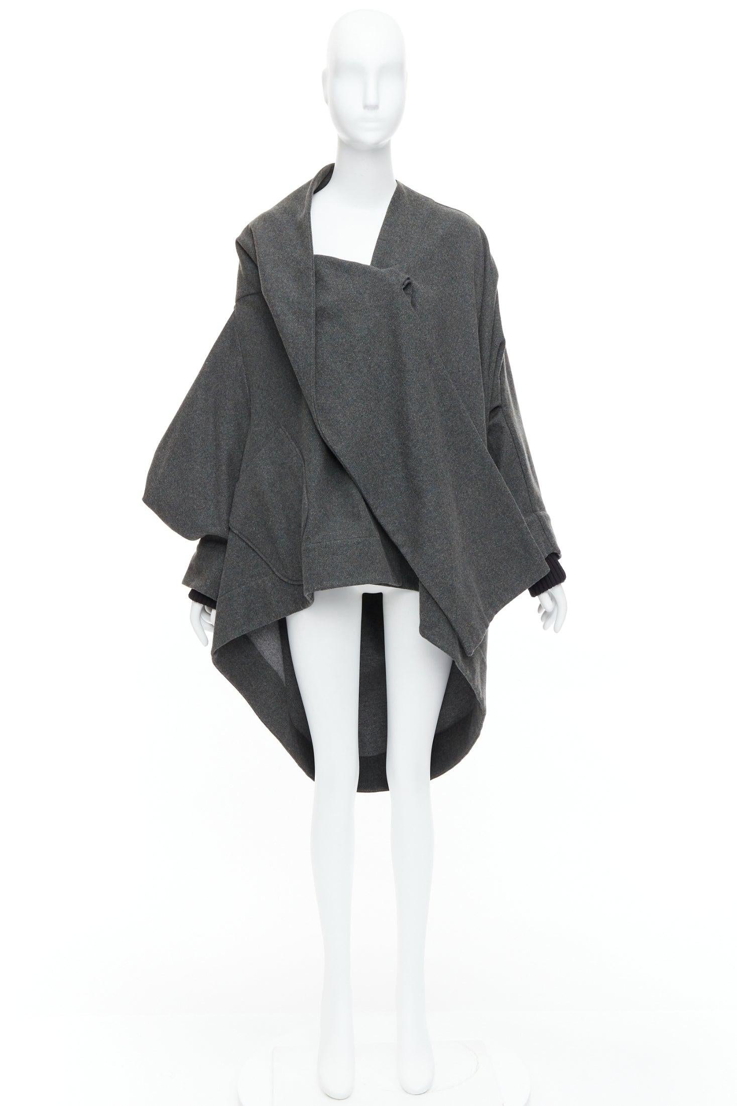 VIVIENNE WESTWOOD Red Label grey wool asymmetric draped coat S 5