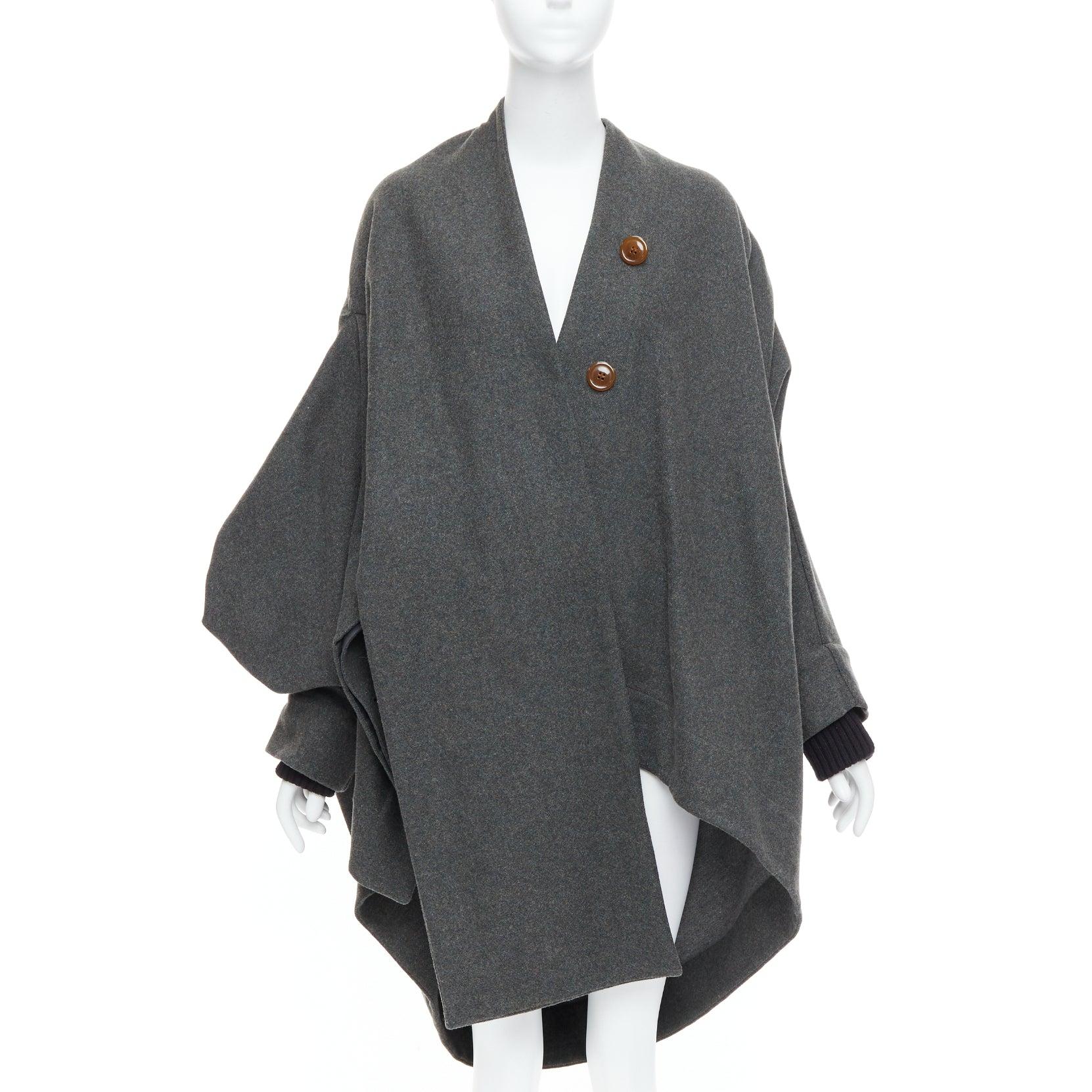 Gray VIVIENNE WESTWOOD Red Label grey wool asymmetric draped coat S