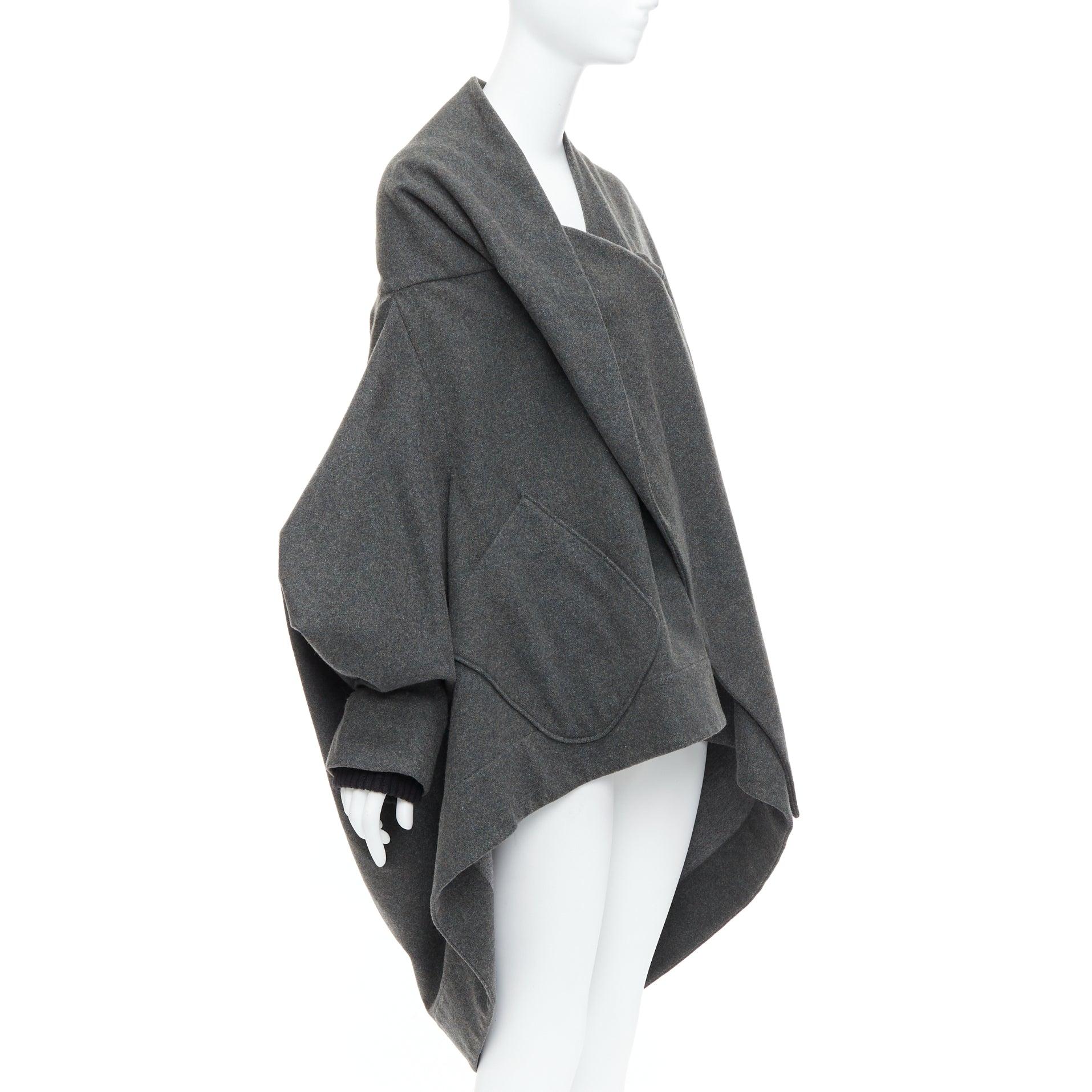 VIVIENNE WESTWOOD Red Label grey wool asymmetric draped coat S In Good Condition In Hong Kong, NT