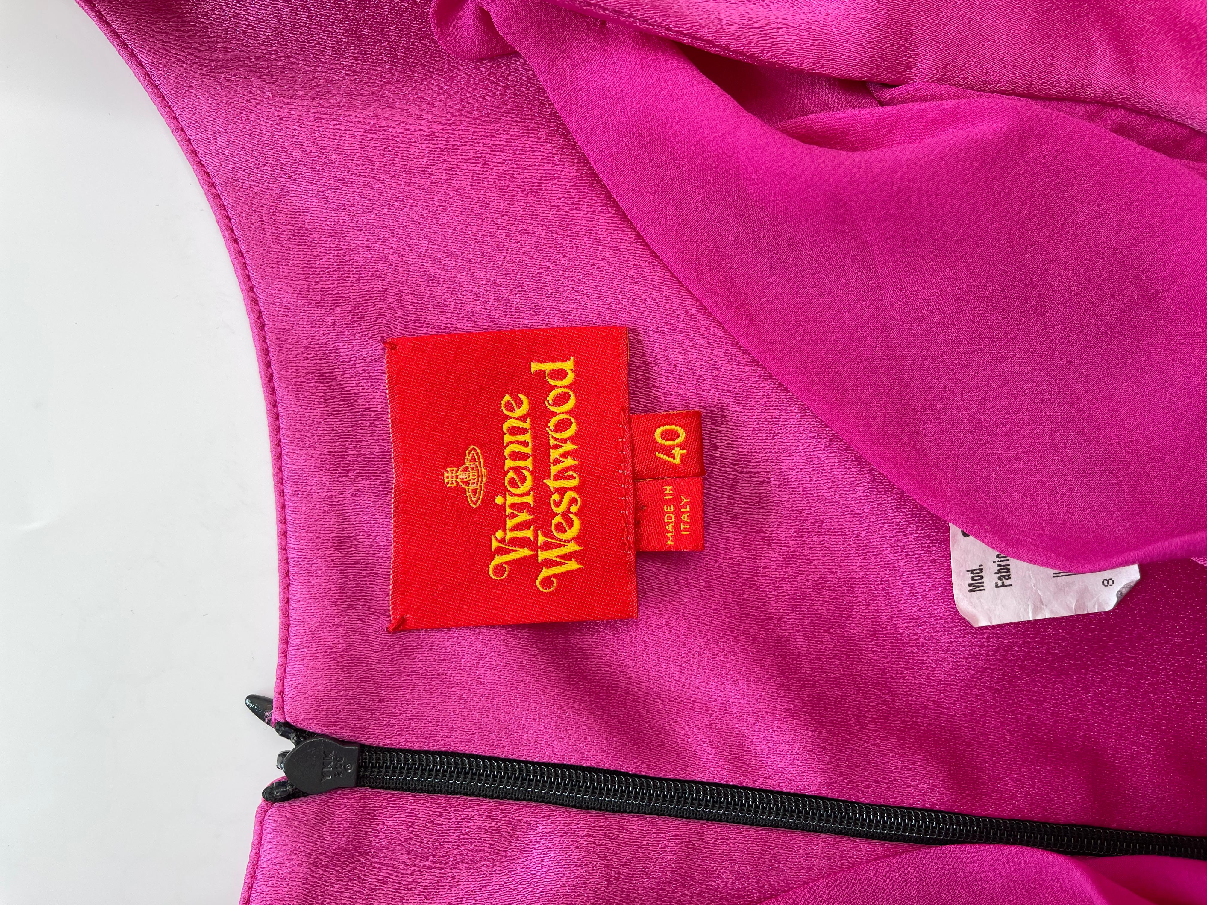 Vivienne Westwood Red Label Off the Shoulder Fuchsia Dress (40) In Good Condition In Montreal, Quebec