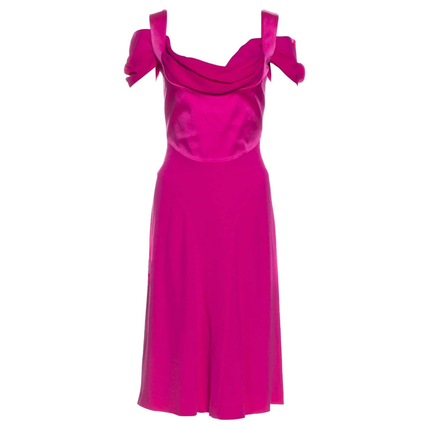 Vivienne Westwood Red Label Off the Shoulder Fuchsia Dress (40) at 1stDibs