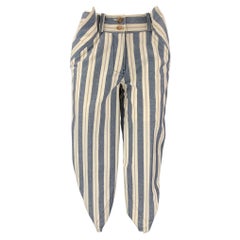 VIVIENNE WESTWOOD RED LABEL Size 2 Blue & White Stripe Asymmetrical Casual Pants