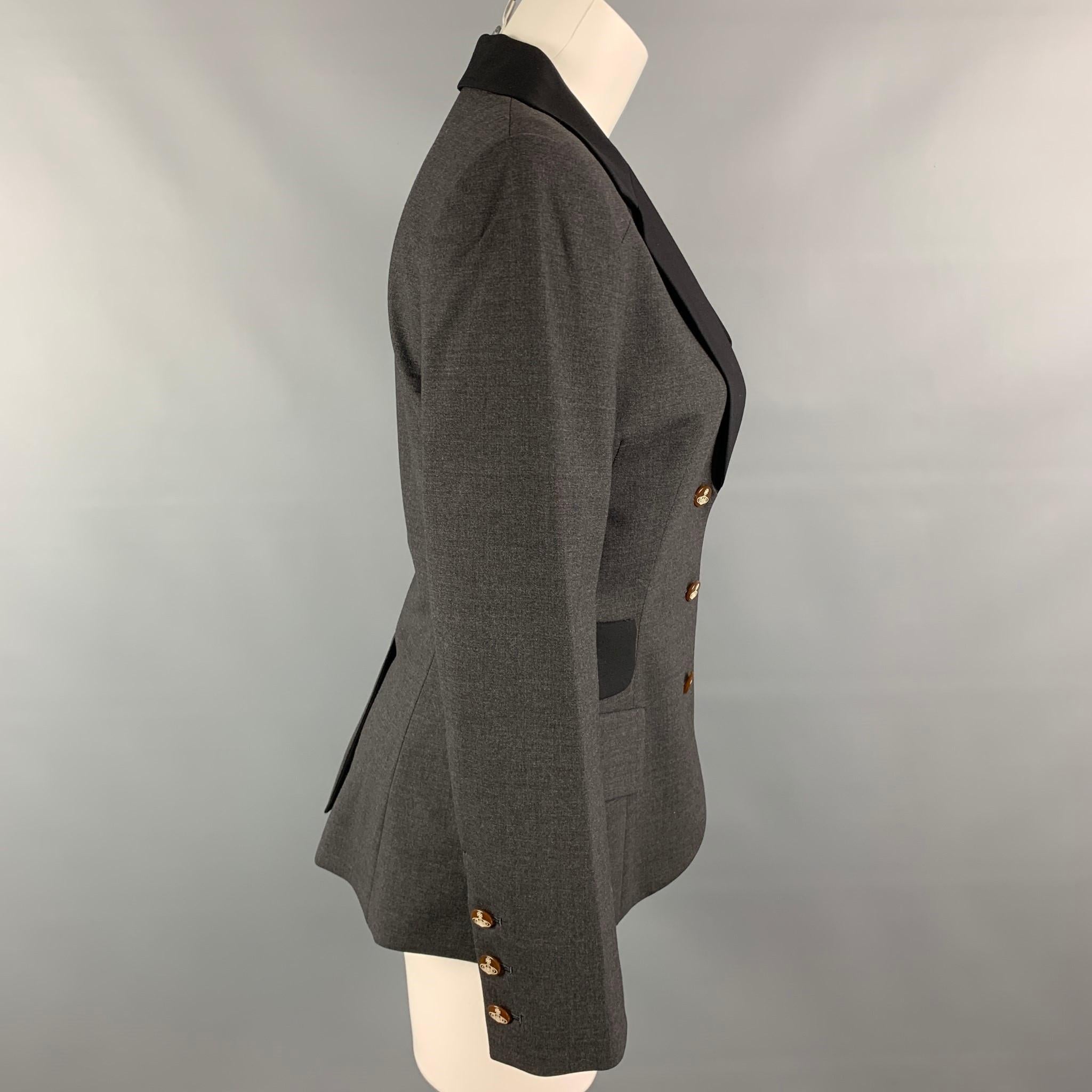 VIVIENNE WESTWOOD RED LABEL Size 2 Charcoal & Black Color Block Jacket In Good Condition In San Francisco, CA