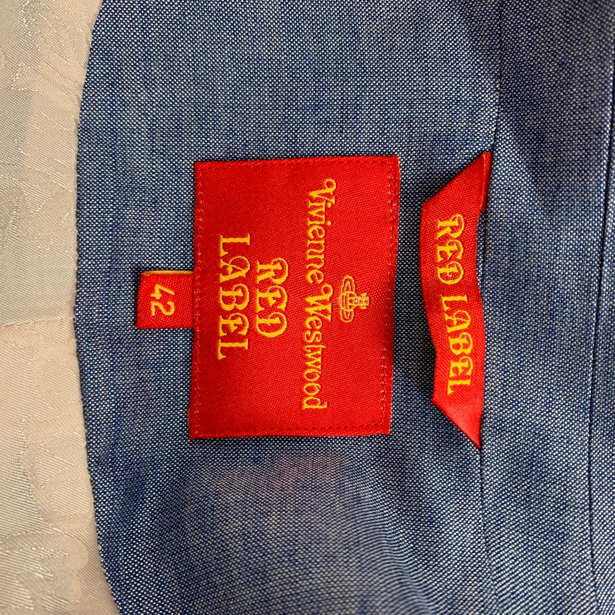 VIVIENNE WESTWOOD RED LABEL Size 6 Blue Wool Blend Ruffle Jacket In Good Condition In San Francisco, CA