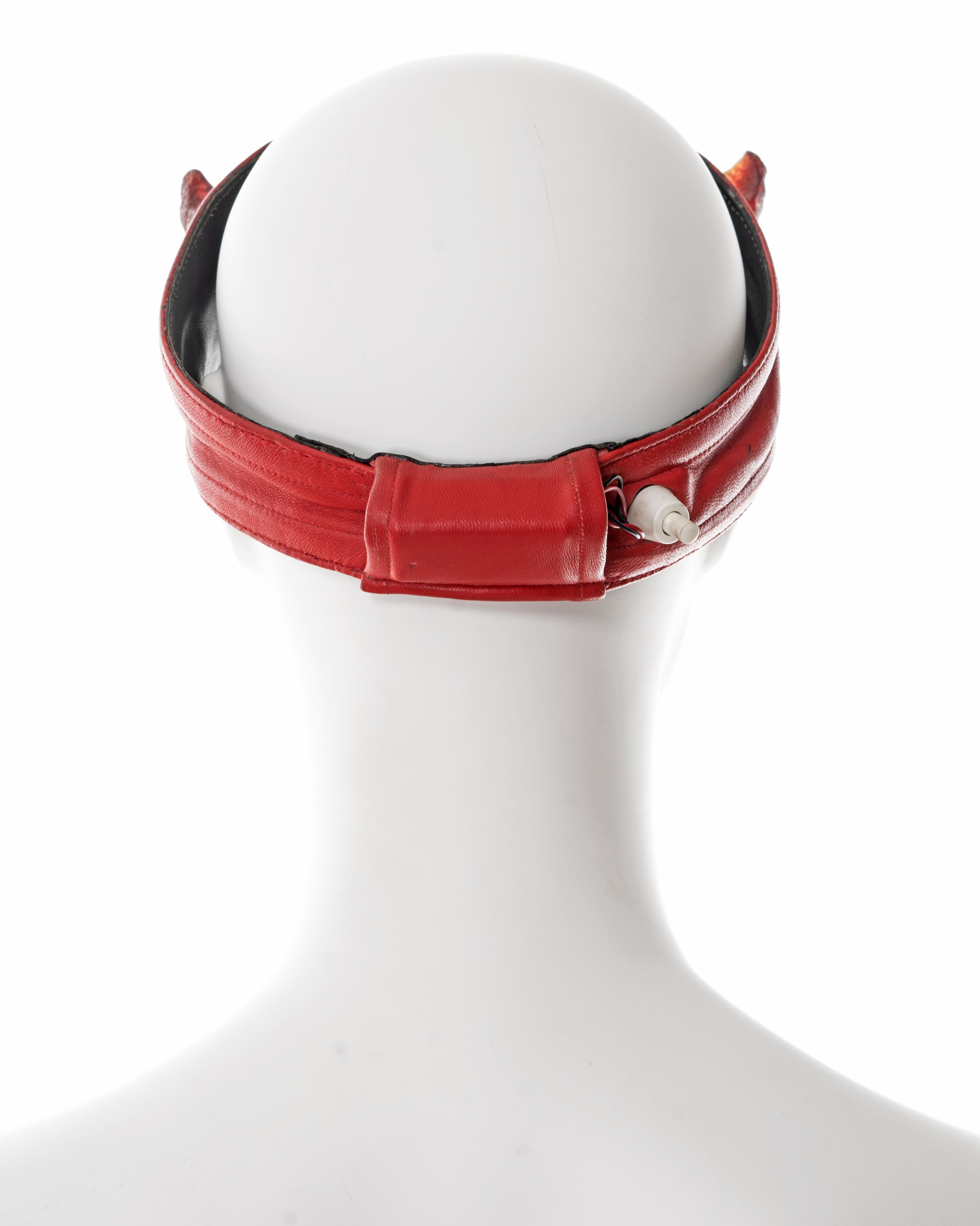 Vivienne Westwood red leather headband with light up Satyr horns, ss 1988 For Sale 3