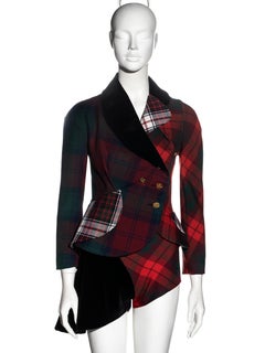 Vivienne Westwood red mixed wool tartan jacket and shorts suit, fw 1996