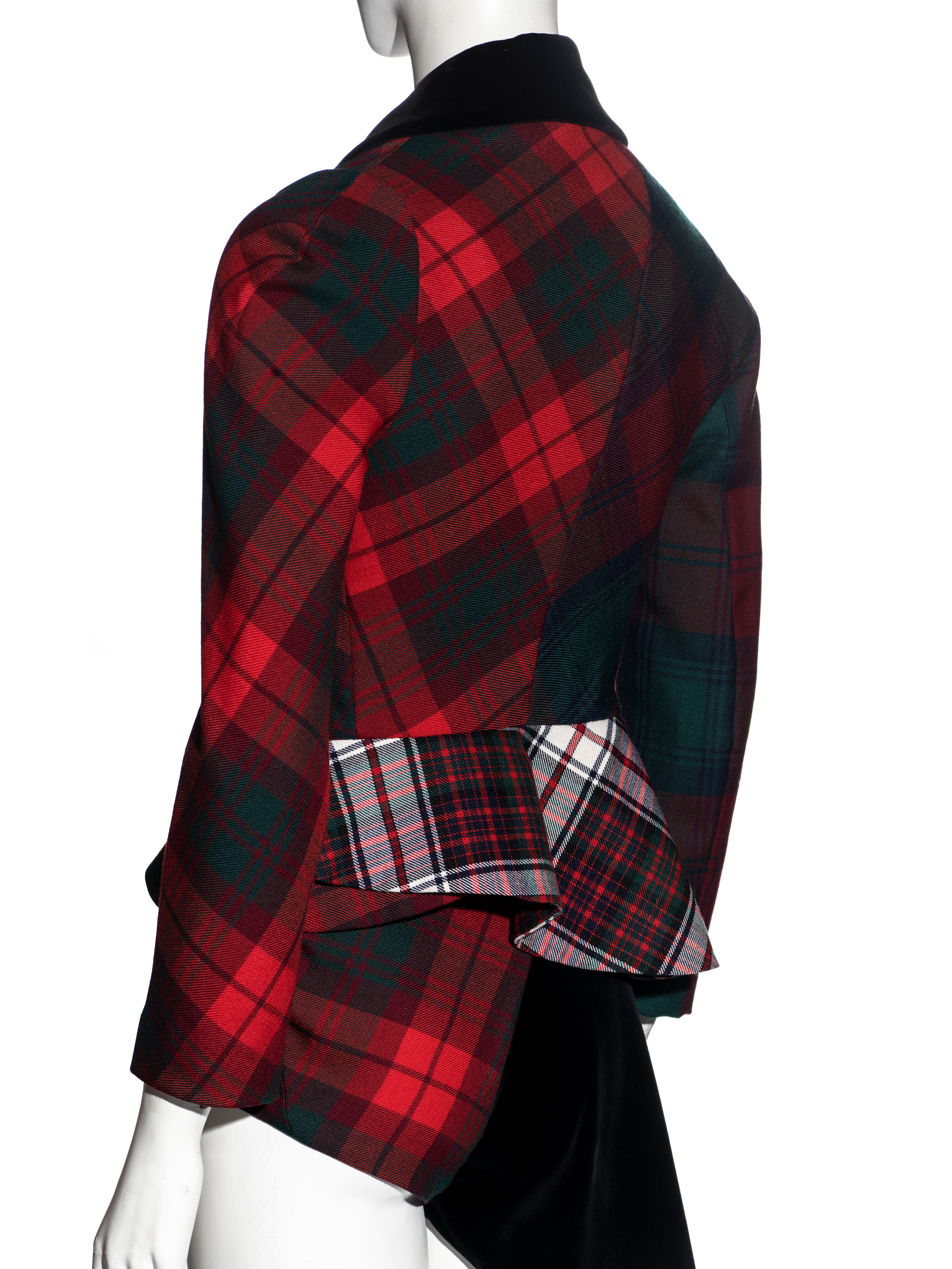 Women's Vivienne Westwood red mixed wool tartan jacket and shorts suit, fw 1996