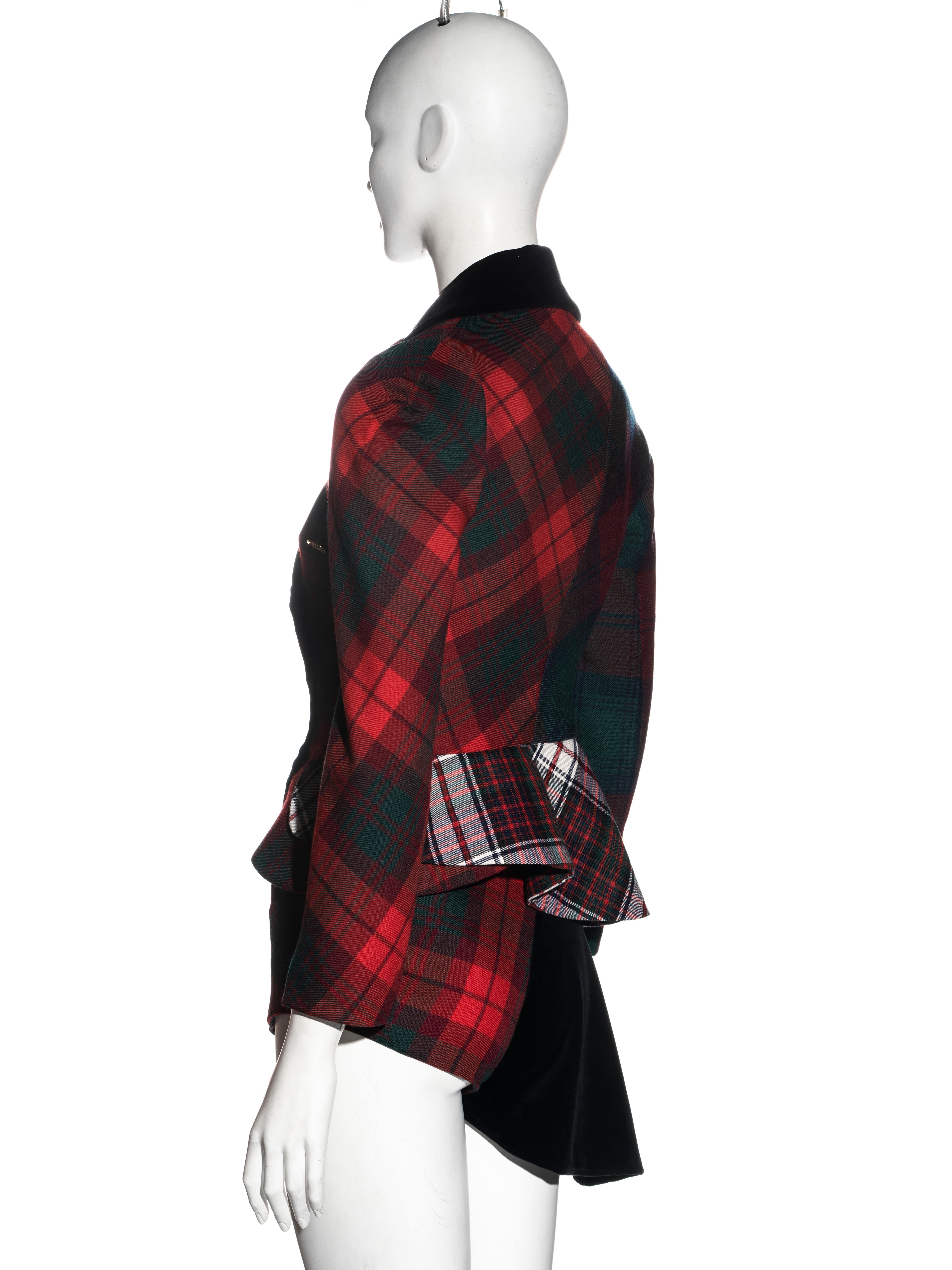 Vivienne Westwood red mixed wool tartan jacket and shorts suit, fw 1996 1