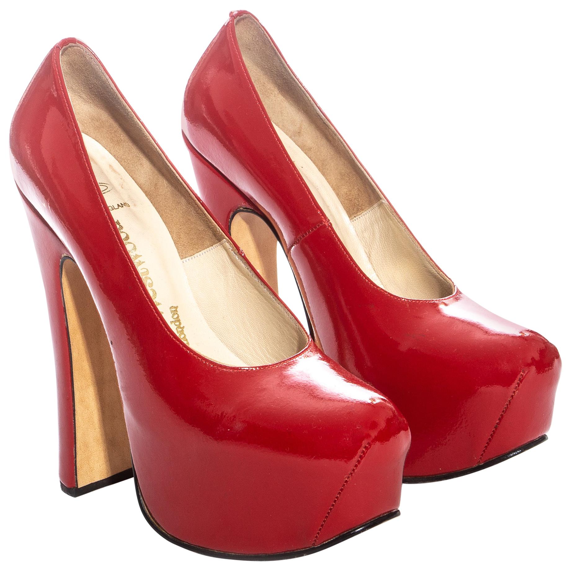 Vivienne Westwood red patent leather platforms, fw 1994 For Sale