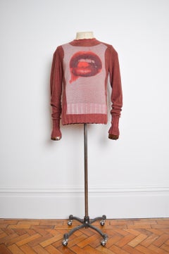 Vivienne Westwood Red Punk Lips Marroon Screen Print Burgundy - Sweater Jumper