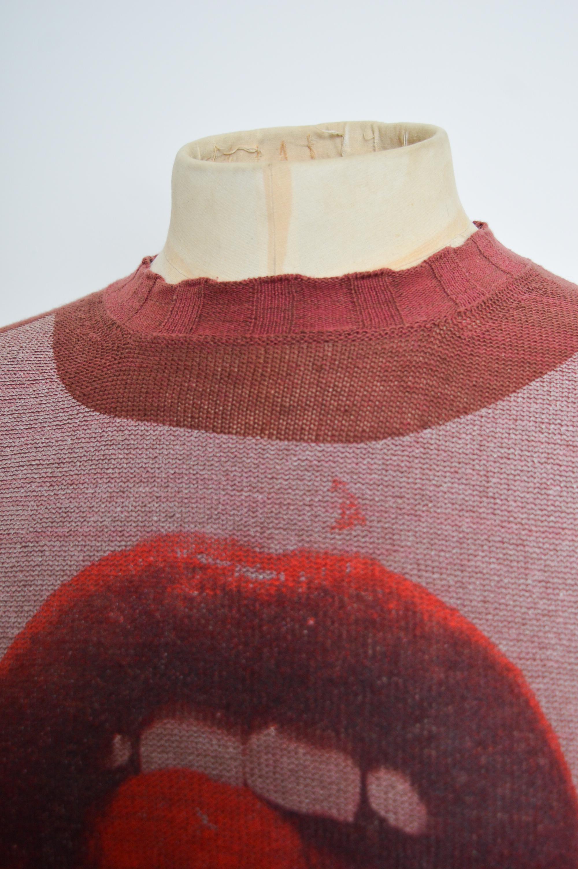 Vivienne Westwood Red Punk Lips Marroon Screen Print Burgundy - Sweater Jumper 3