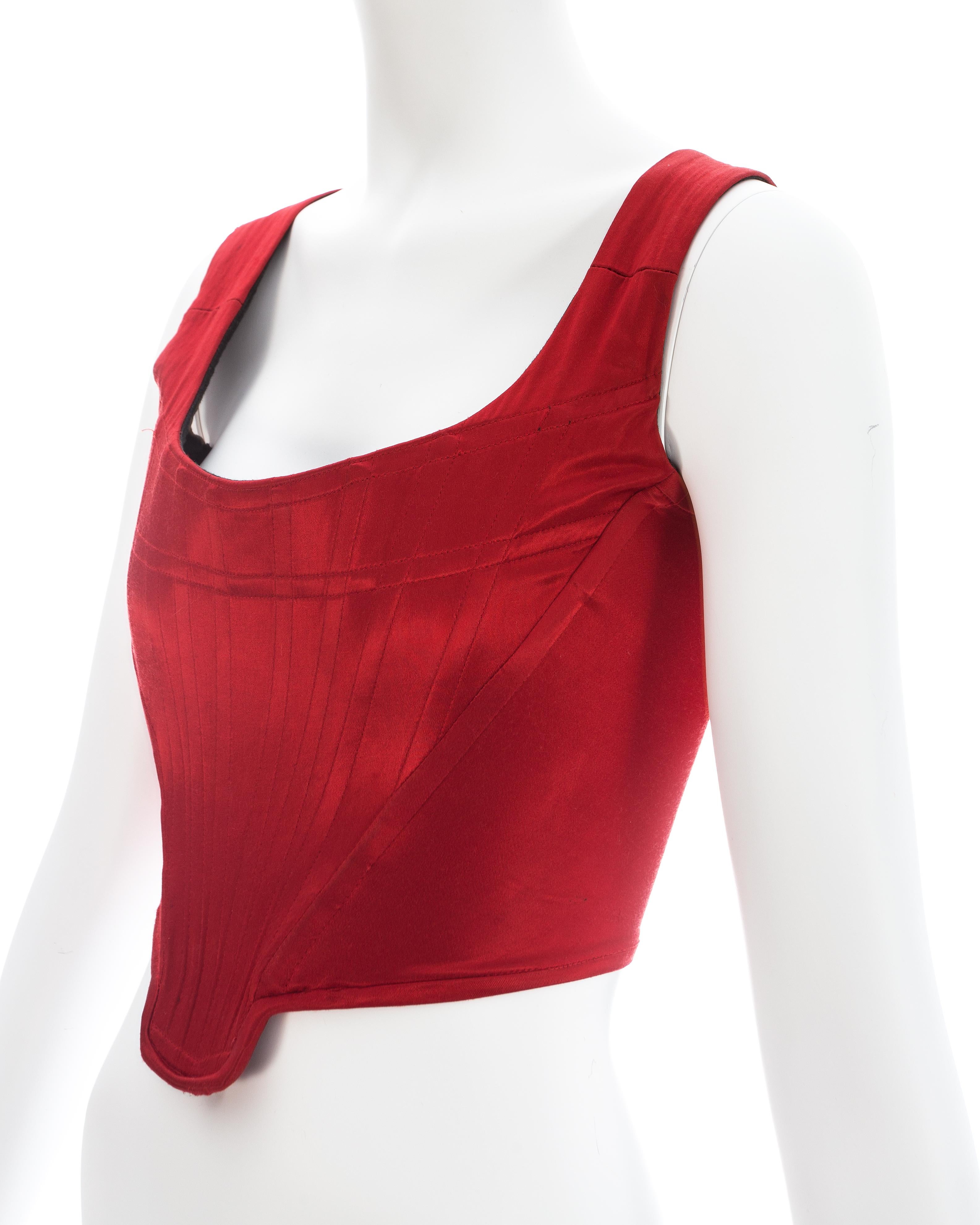Vivienne Westwood red satin boned corset, ca. 1991 In Good Condition In London, London