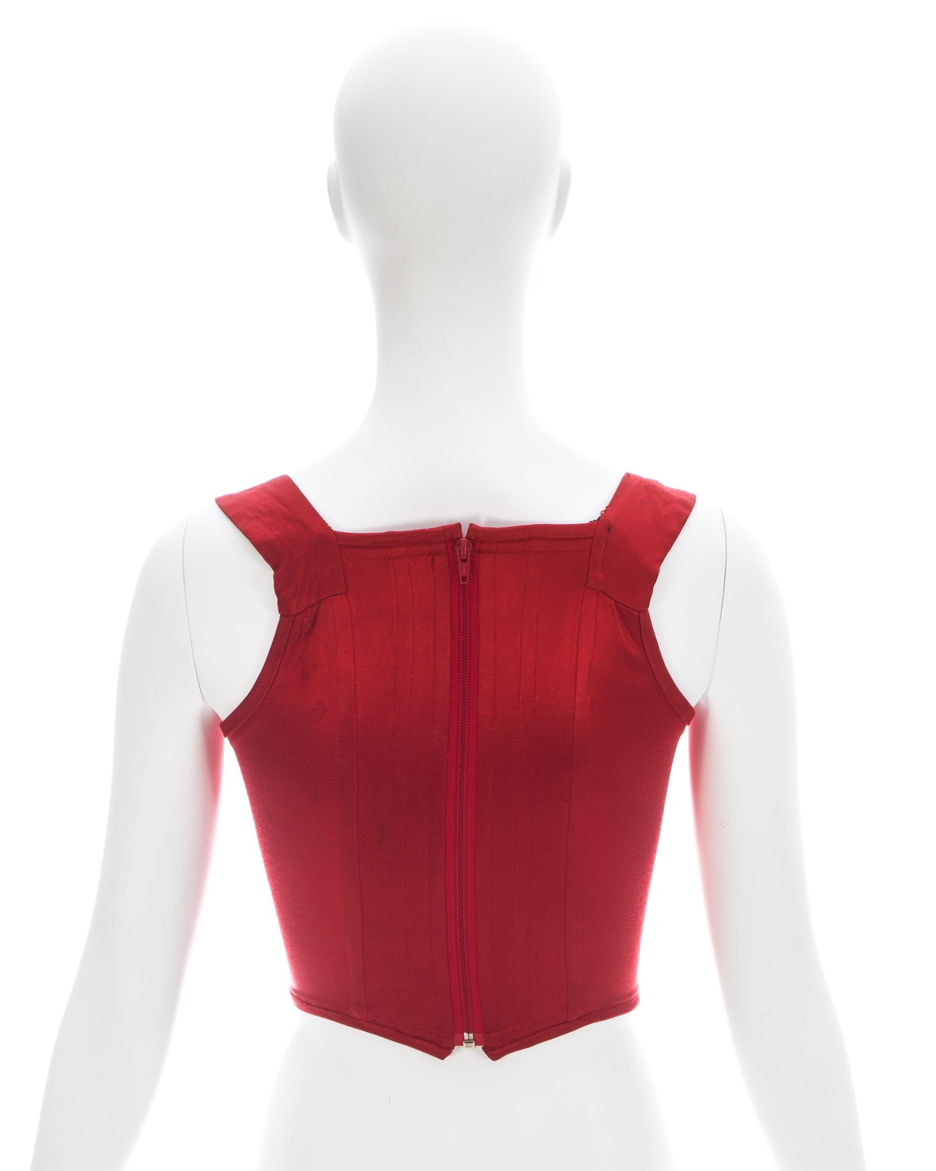 Women's Vivienne Westwood red satin boned corset, ca. 1991