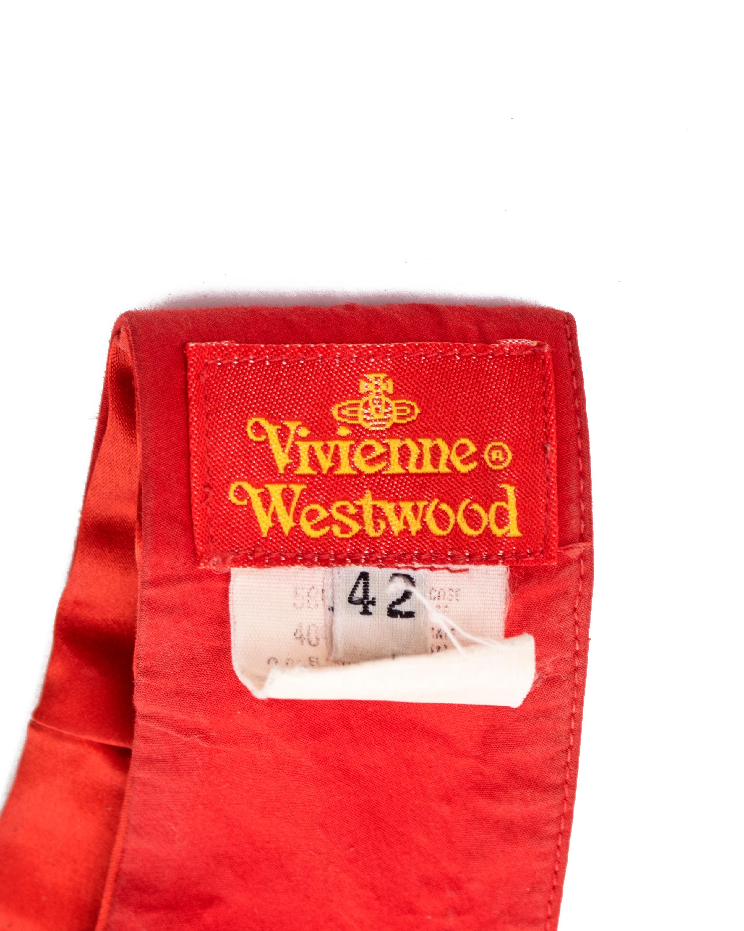 Corset en satin rouge Vivienne Westwood avec orbe brodé, c. 1990 en vente 5