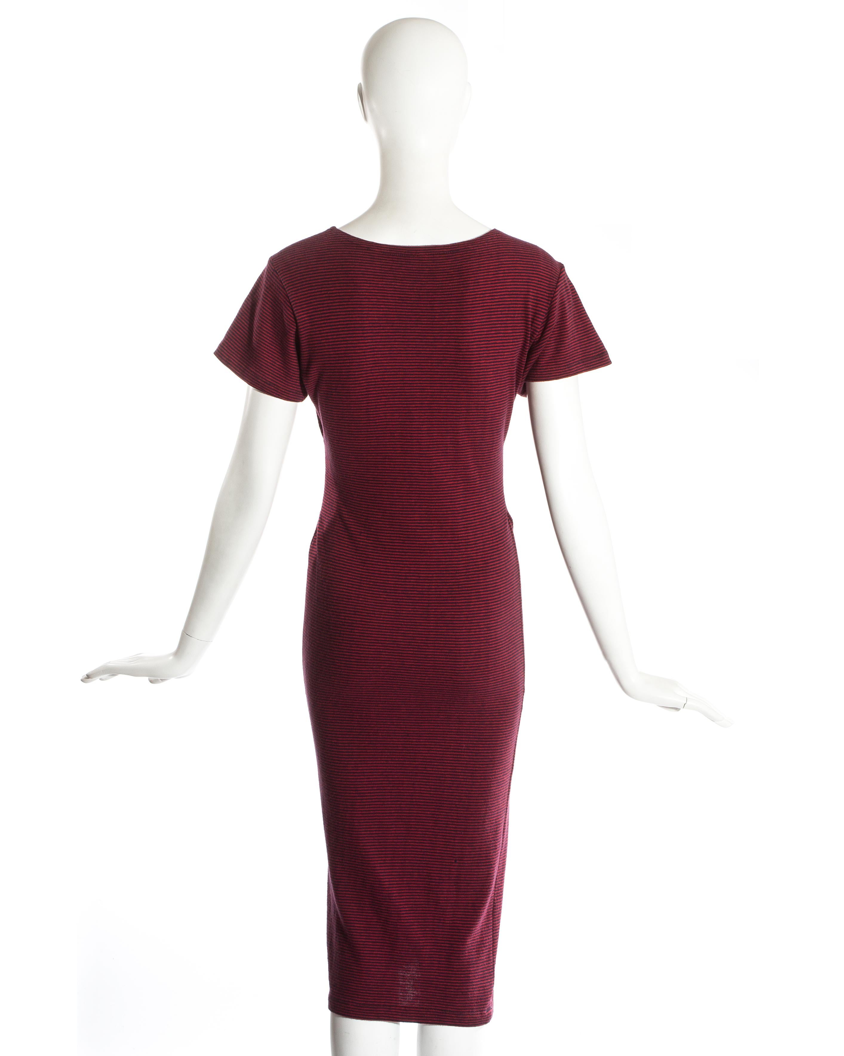 Vivienne Westwood red striped cotton jersey dress, ss 1989 In Good Condition For Sale In London, GB