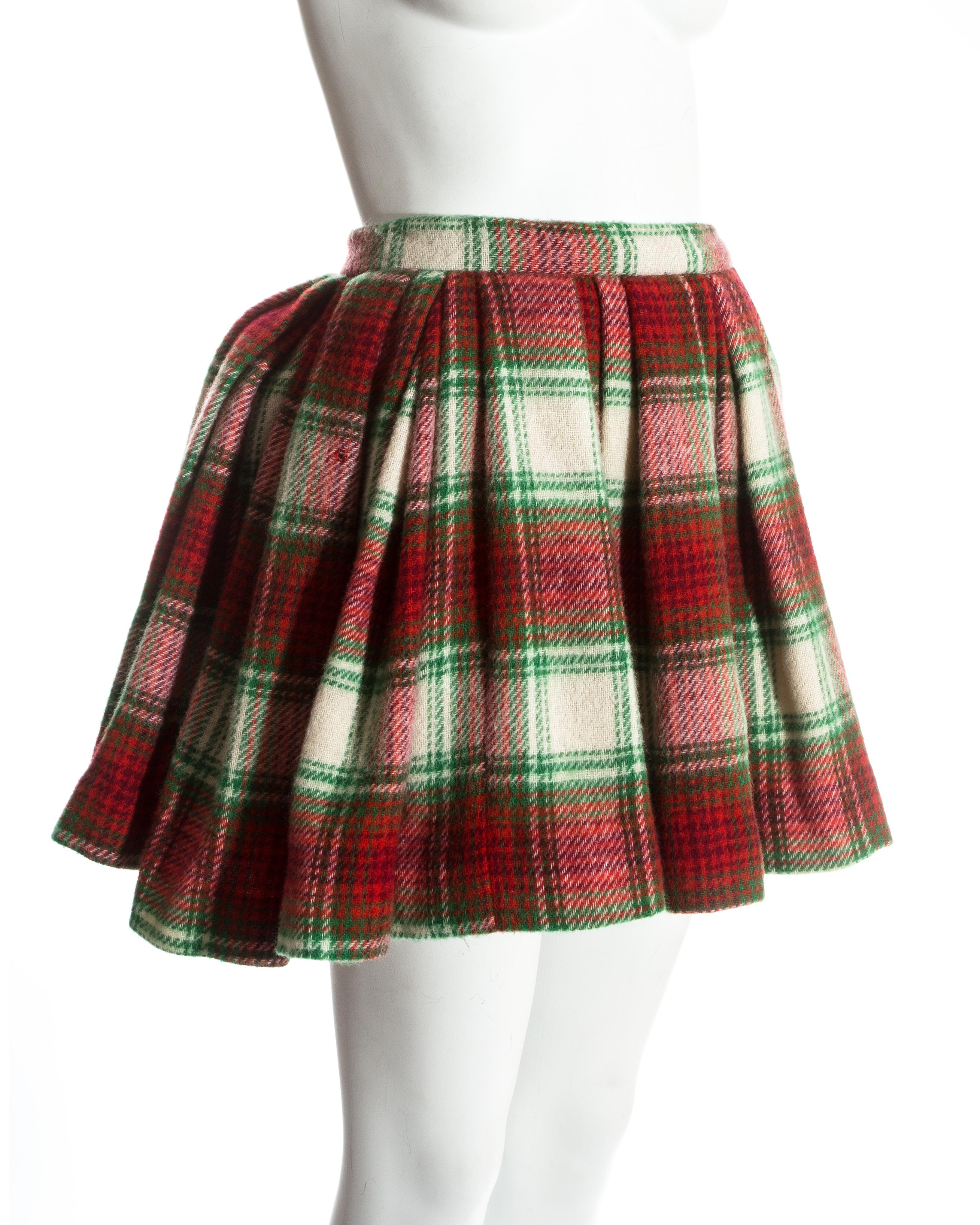 Vivienne Westwood red tartan wool pleated skirt with bustle Vivienne Westwood red tartan wool pleated skirt with bustle