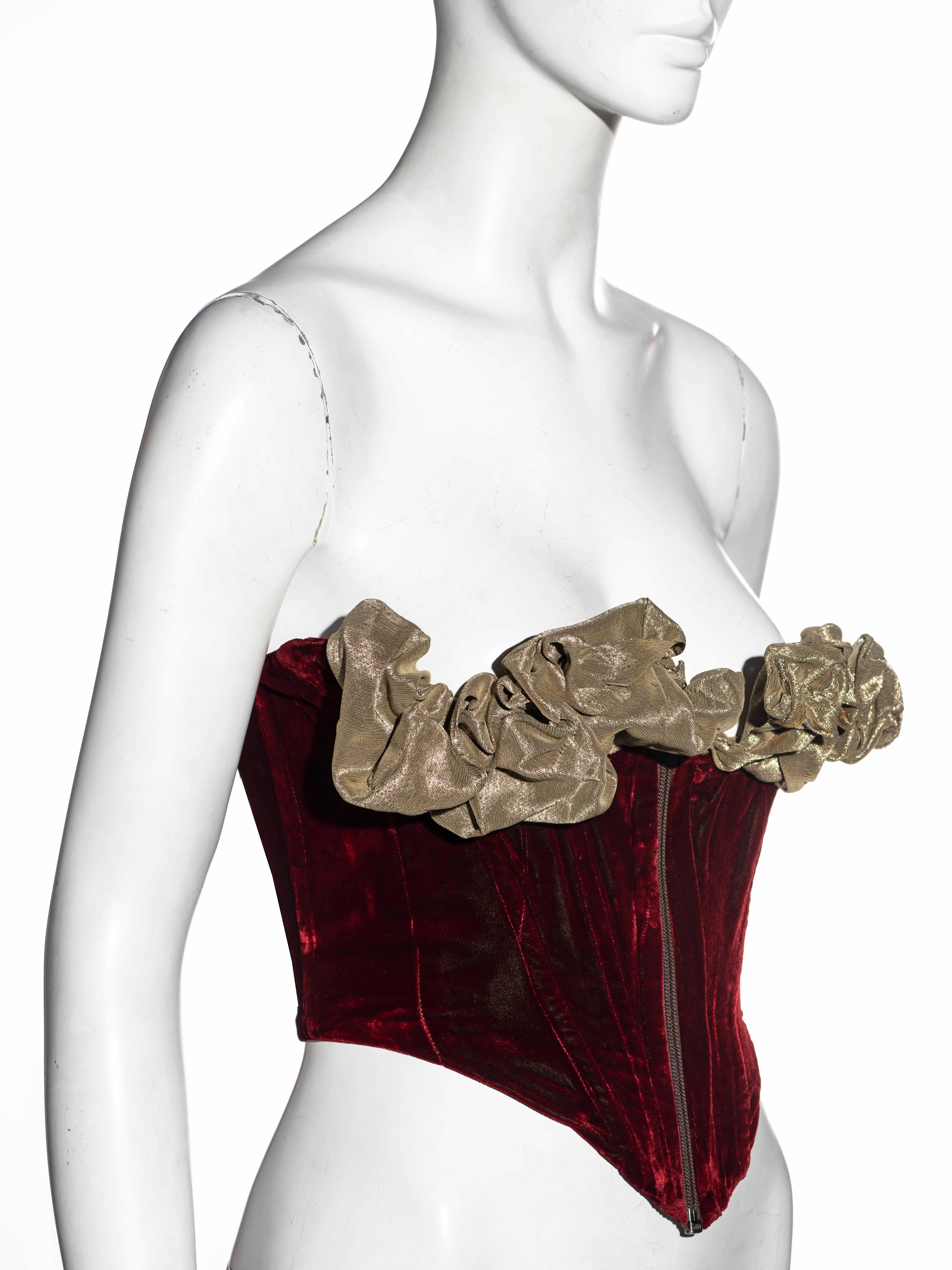 Women's Vivienne Westwood red velvet strapless corset, fw 1989 For Sale