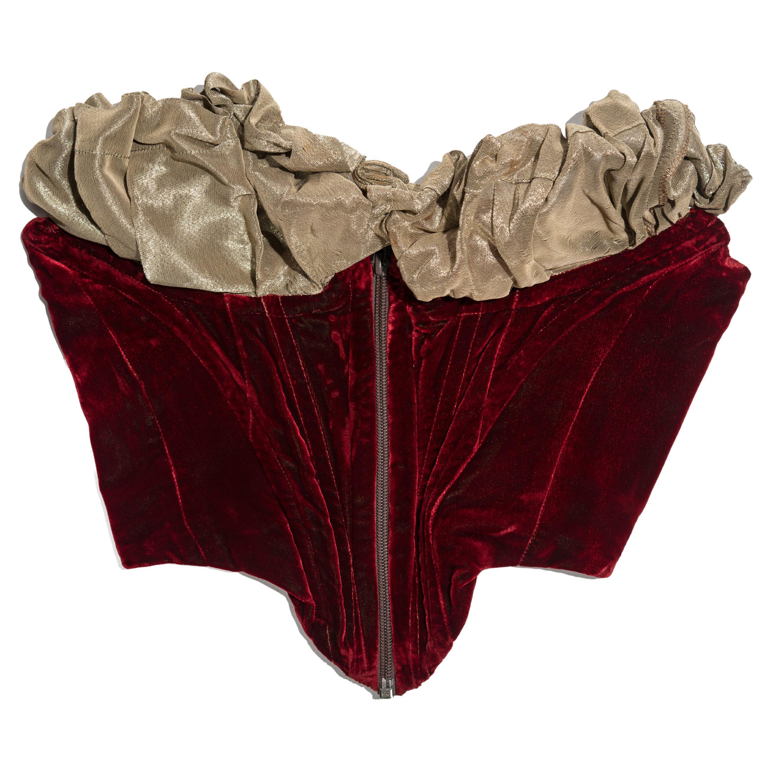 Vivienne Westwood red velvet strapless corset, fw 1989 For Sale