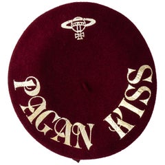 Vivienne Westwood red wool and gold 'PAGAN KISS' beret, ss 1988