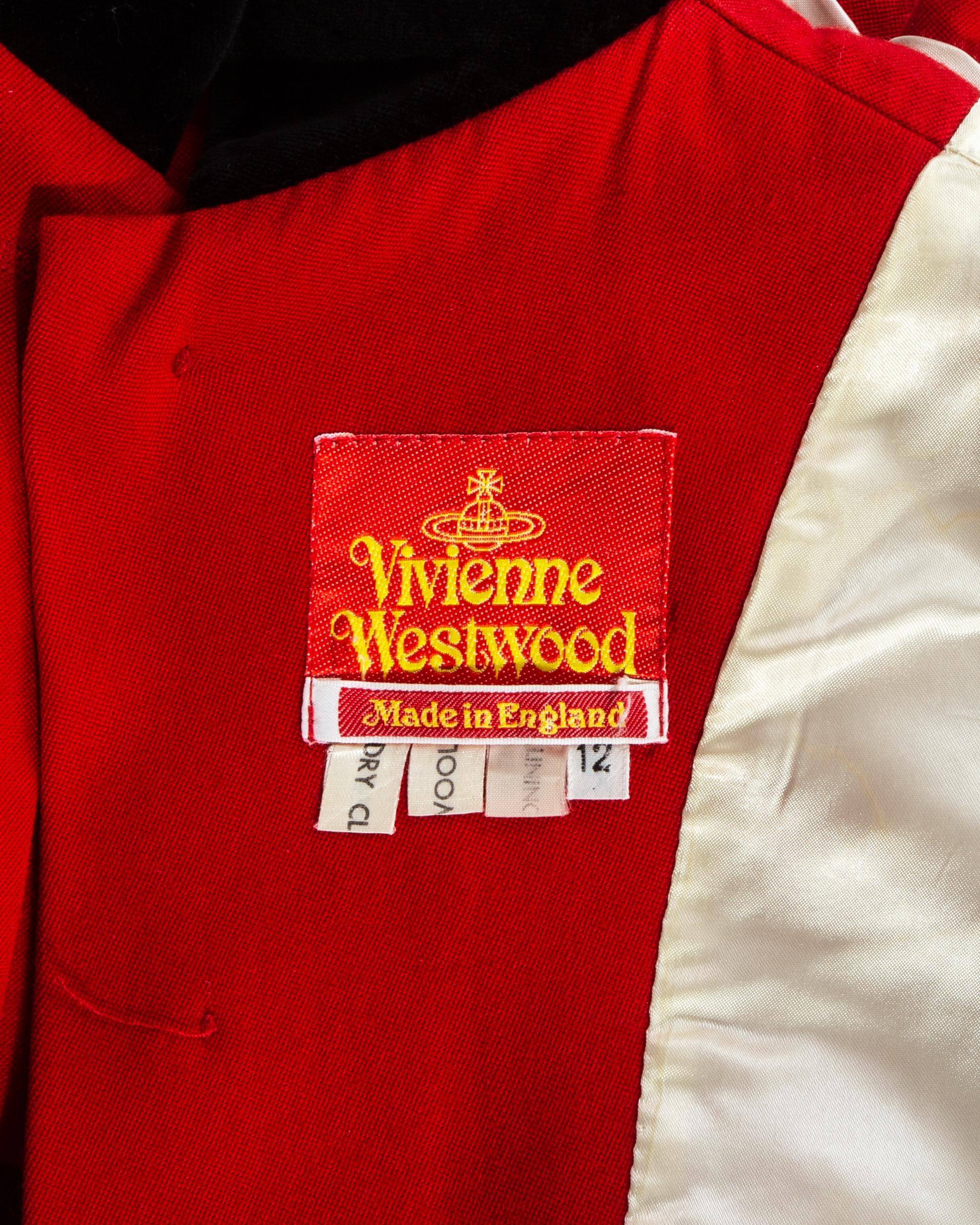 Vivienne Westwood red wool back-to-front skirt suit, fw 1991 For Sale 4