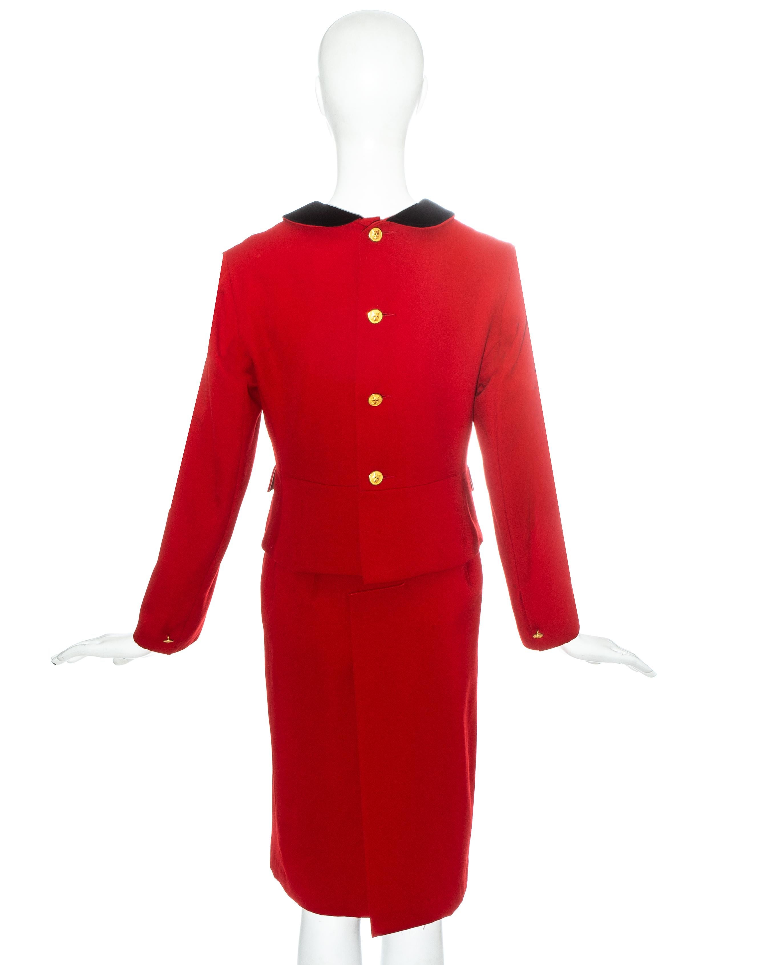 Vivienne Westwood red wool back-to-front skirt suit, fw 1991 For Sale 2