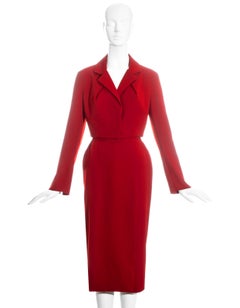 Vivienne Westwood Anzug aus roter Wolle mit Kurzjacke und Bleistiftrock, Herbst/Winter 1993