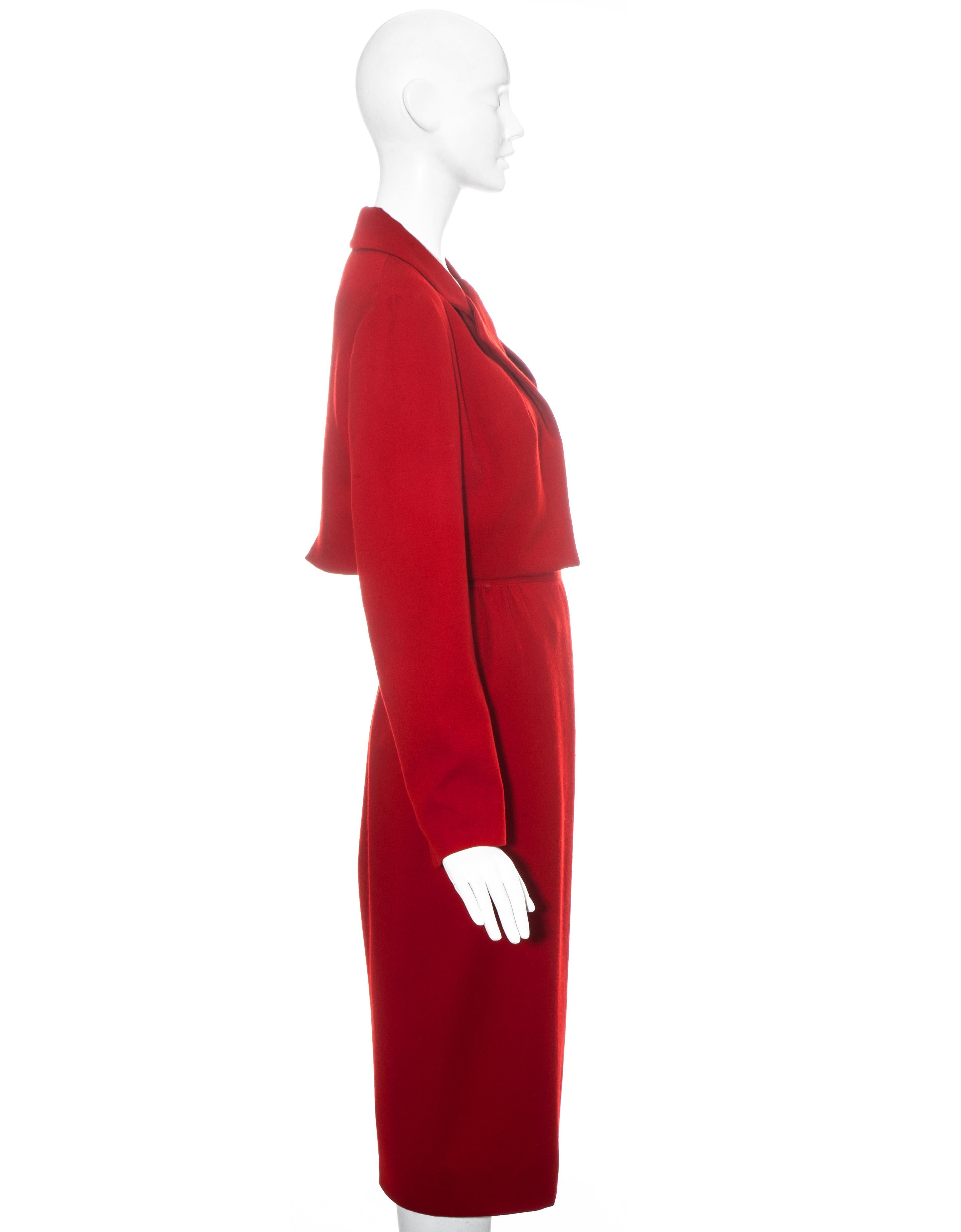 Red Vivienne Westwood red wool cropped jacket and pencil skirt suit, fw 1993 For Sale
