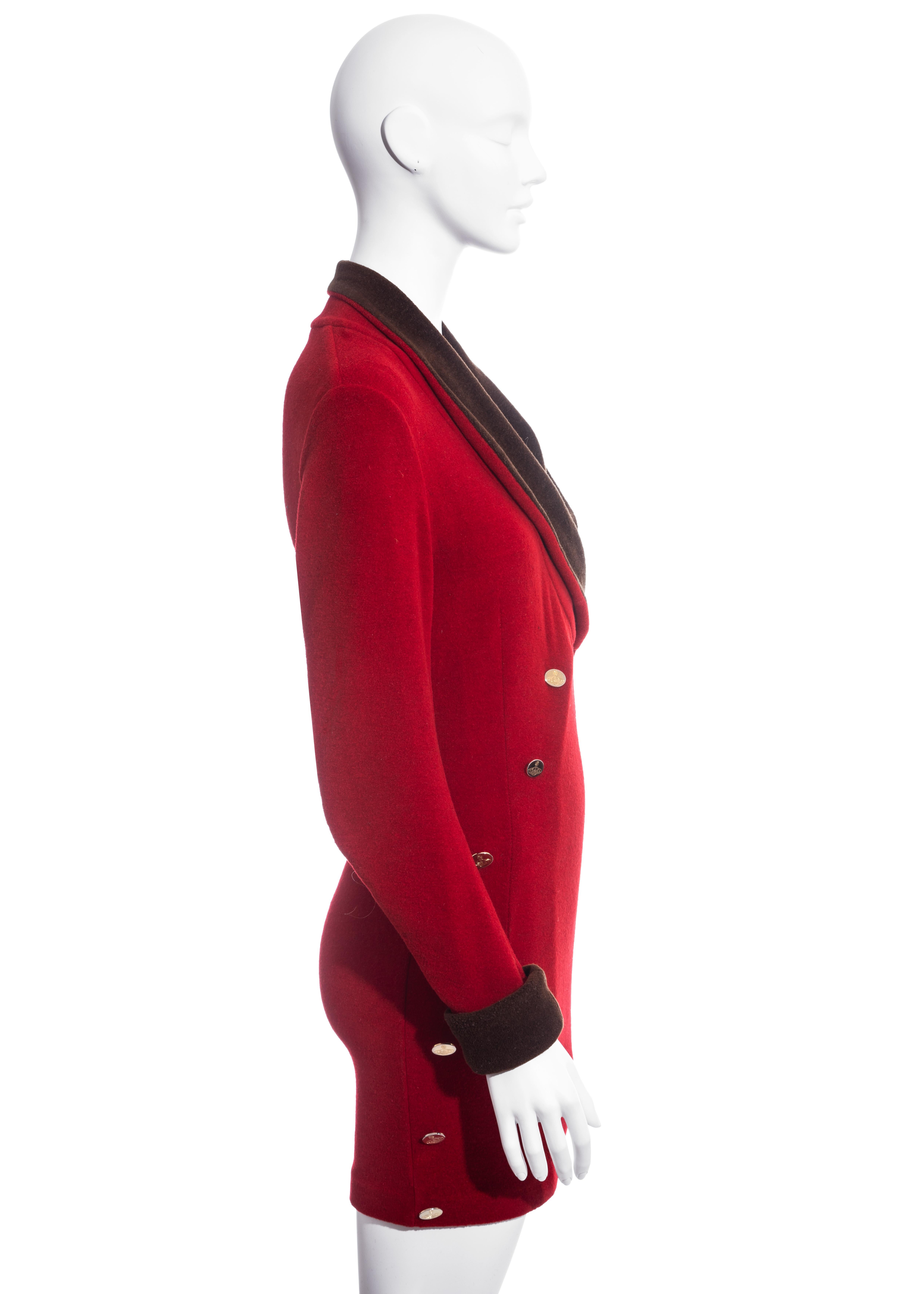 Red Vivienne Westwood red wool double-breasted blazer dress, fw 1989  For Sale