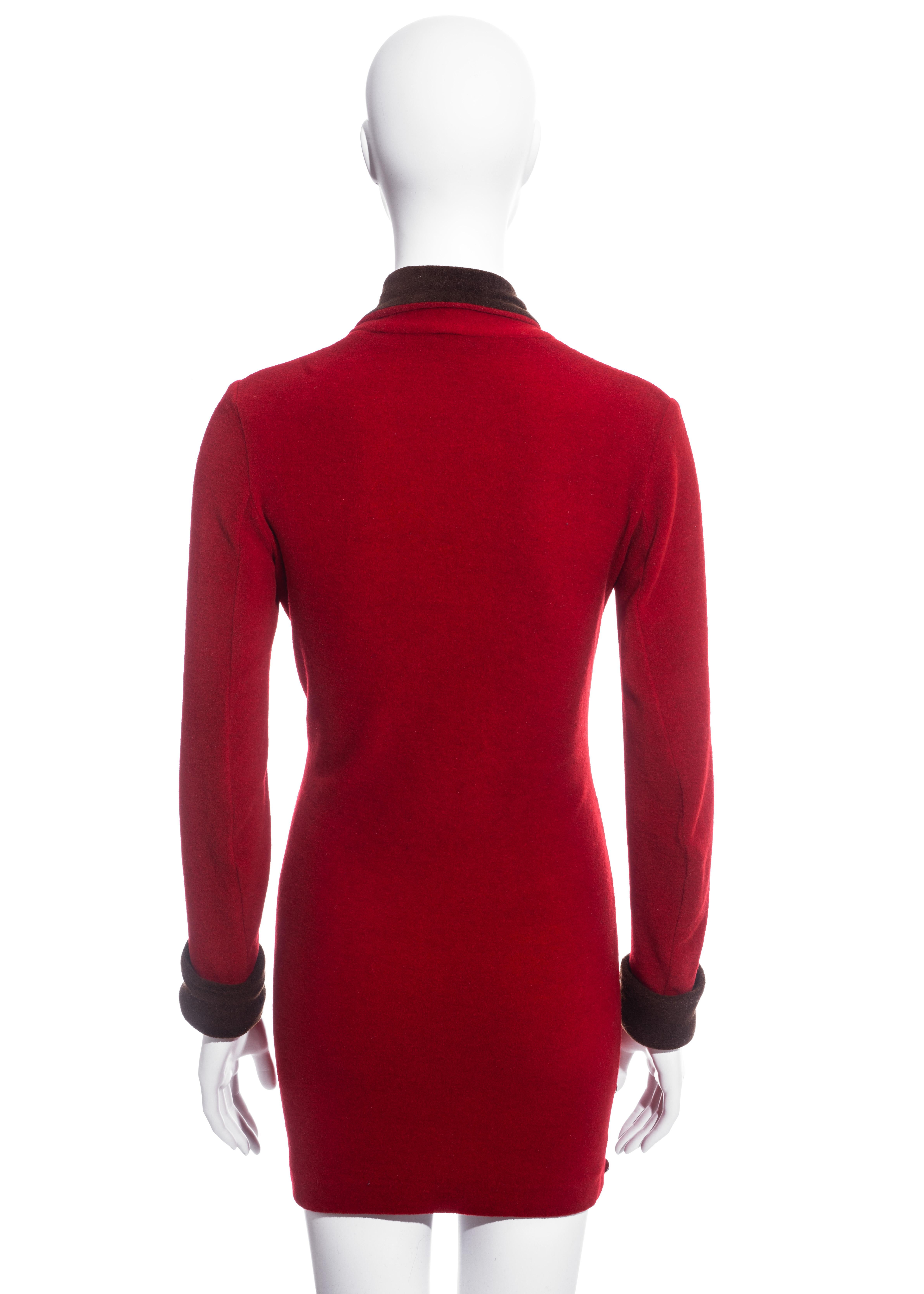 Vivienne Westwood red wool double-breasted blazer dress, fw 1989  In Good Condition For Sale In London, GB