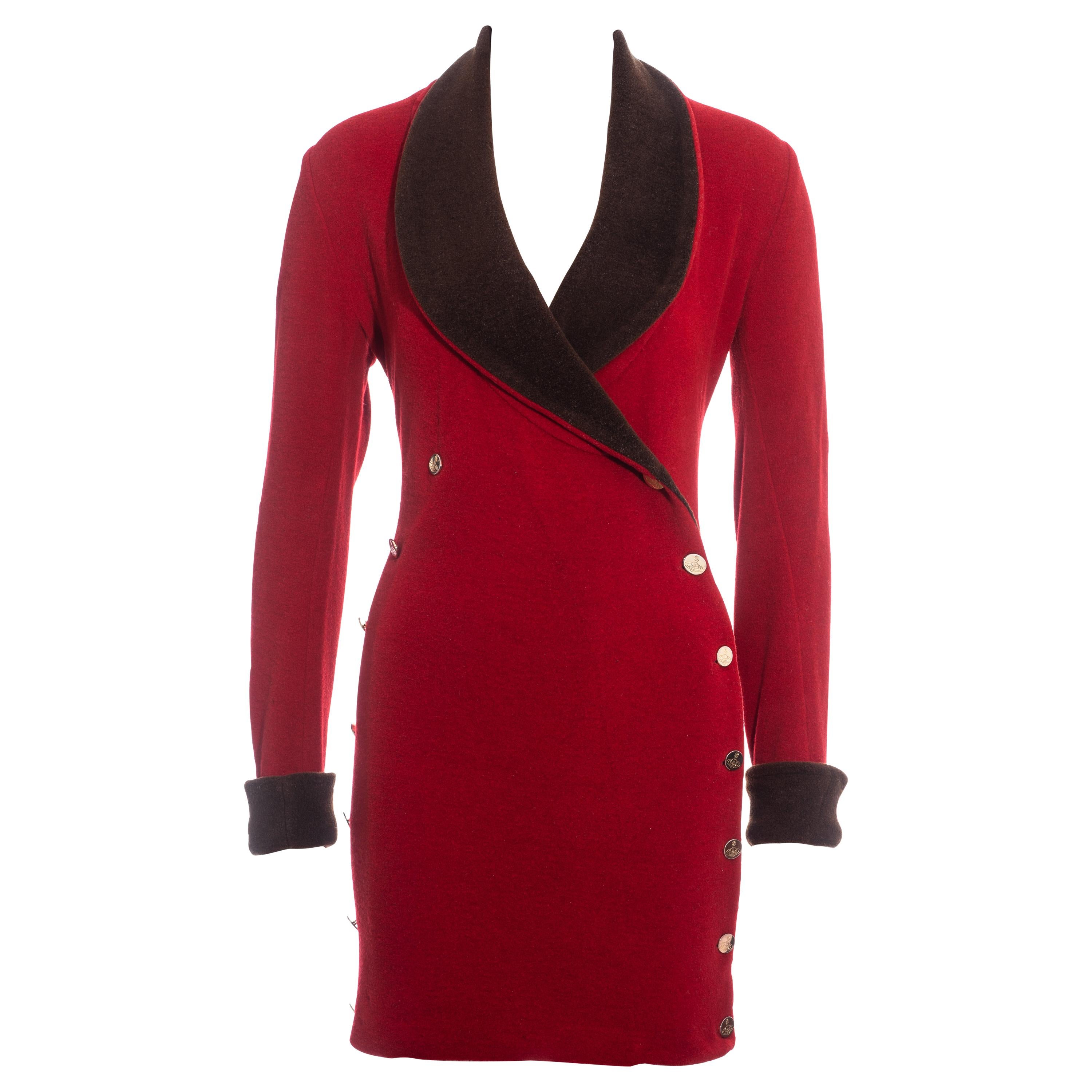 Vivienne Westwood red wool double-breasted blazer dress, fw 1989  For Sale