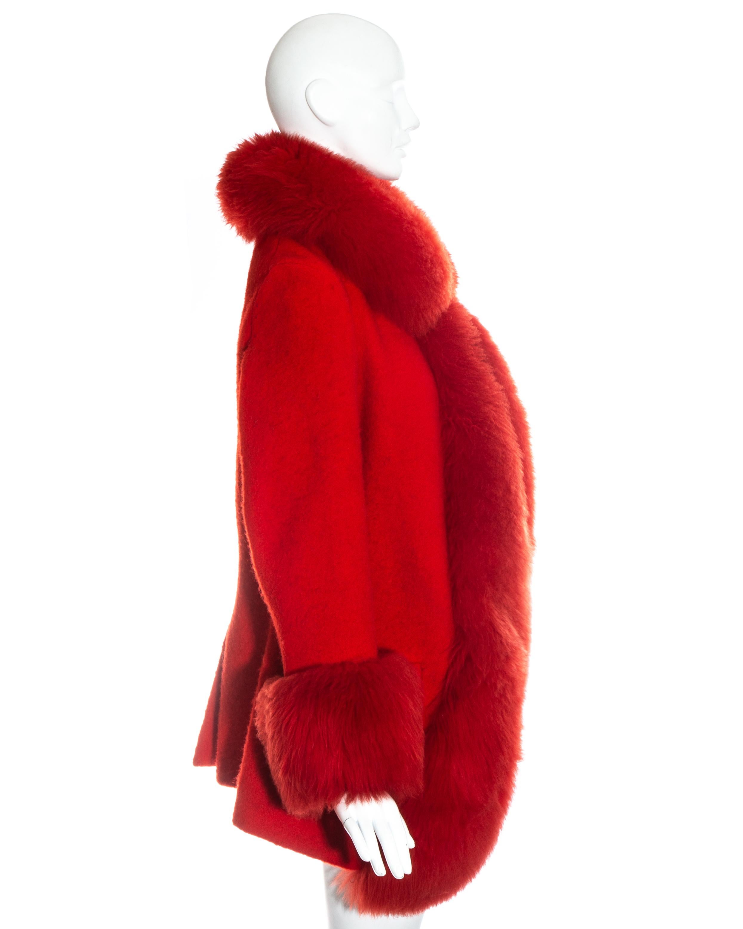 Red Vivienne Westwood red wool shearling coat, fw 1994