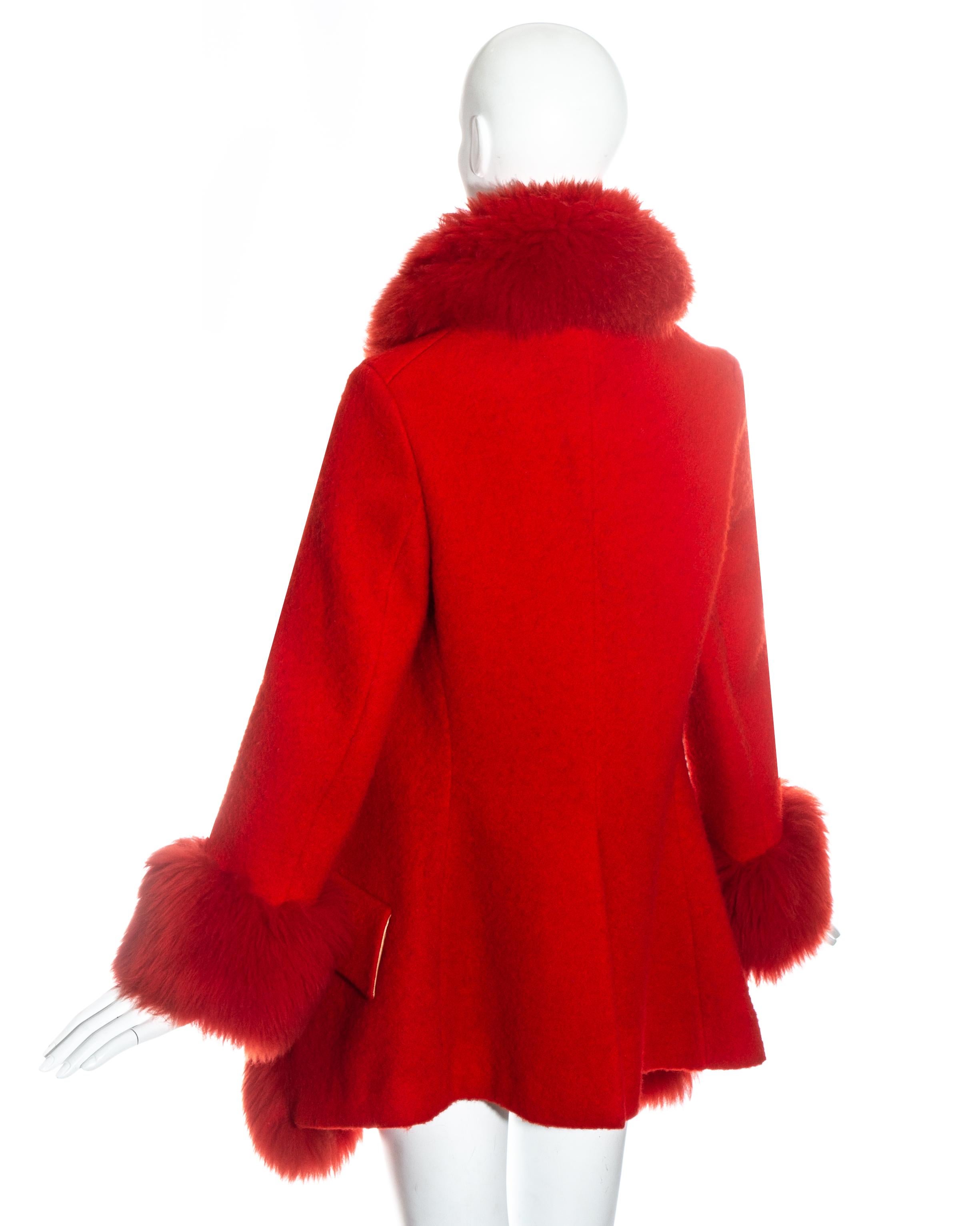 Vivienne Westwood red wool shearling coat, fw 1994 In Good Condition In London, GB
