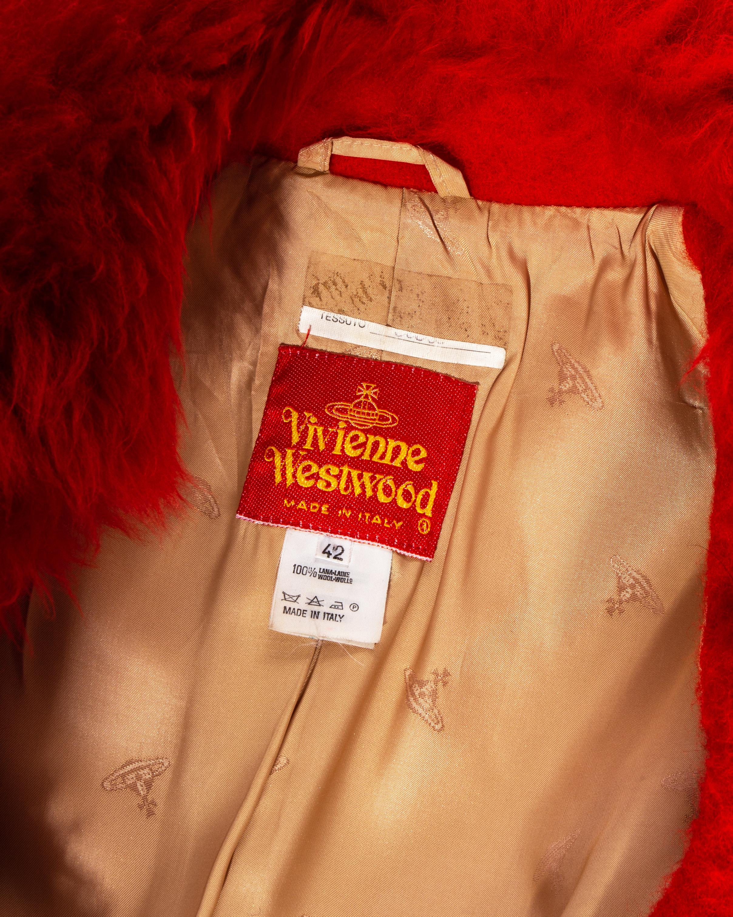 Women's Vivienne Westwood red wool shearling coat, fw 1994