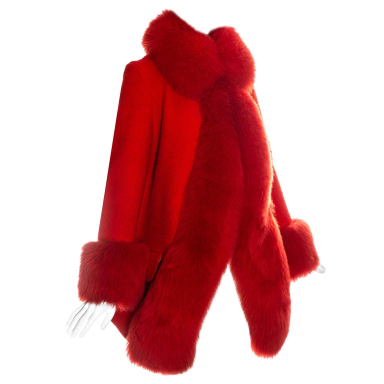 Vivienne Westwood red wool shearling coat, fw 1994 at 1stDibs