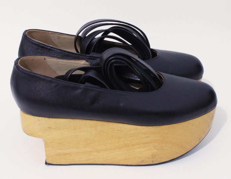 Vivienne Westwood Rocking Horse Shoes Black Leather Ballerina Platforms