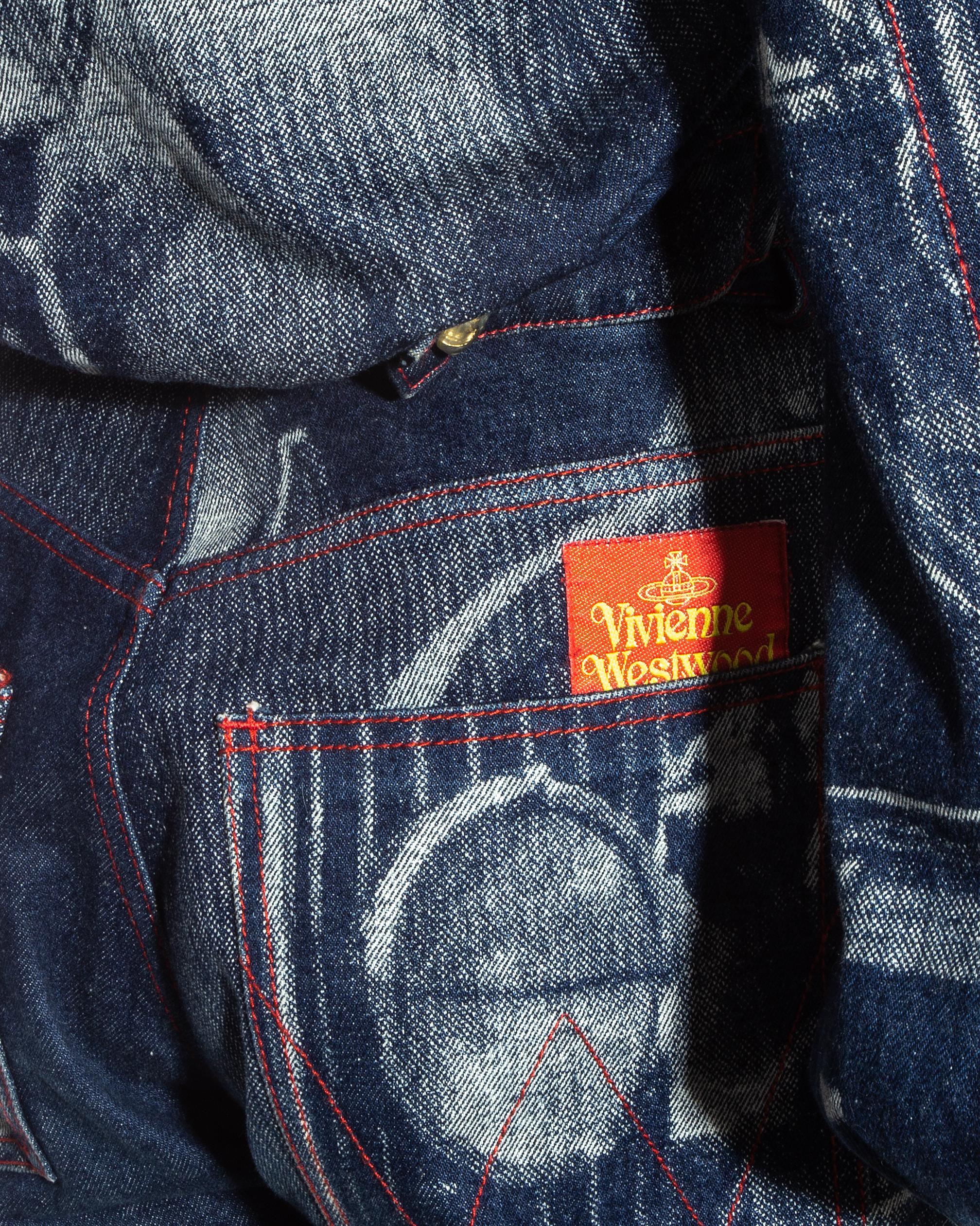 Vivienne Westwood Rolls Royce screen printed denim jeans and jacket, fw 1992 In Excellent Condition In London, GB