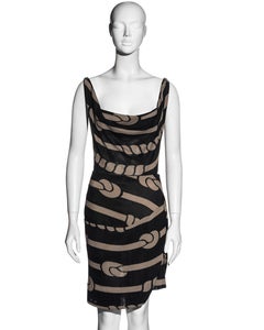 Vivienne Westwood rope print knitted cowl-neck top and drape skirt set, ss 1998