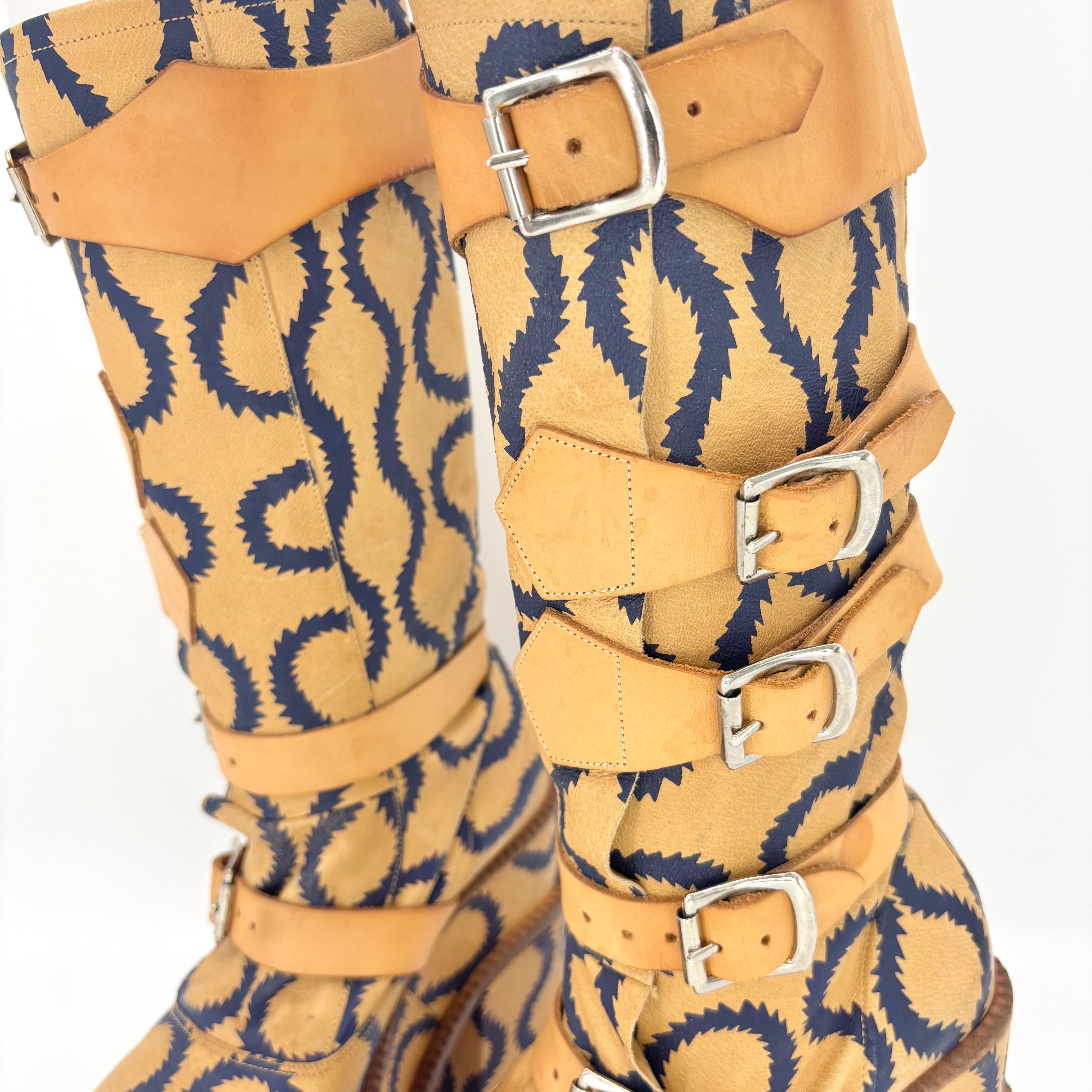 Vivienne Westwood Runway 2013 Pirate Clomper Squiggle Print Platform Boots 36 For Sale 1