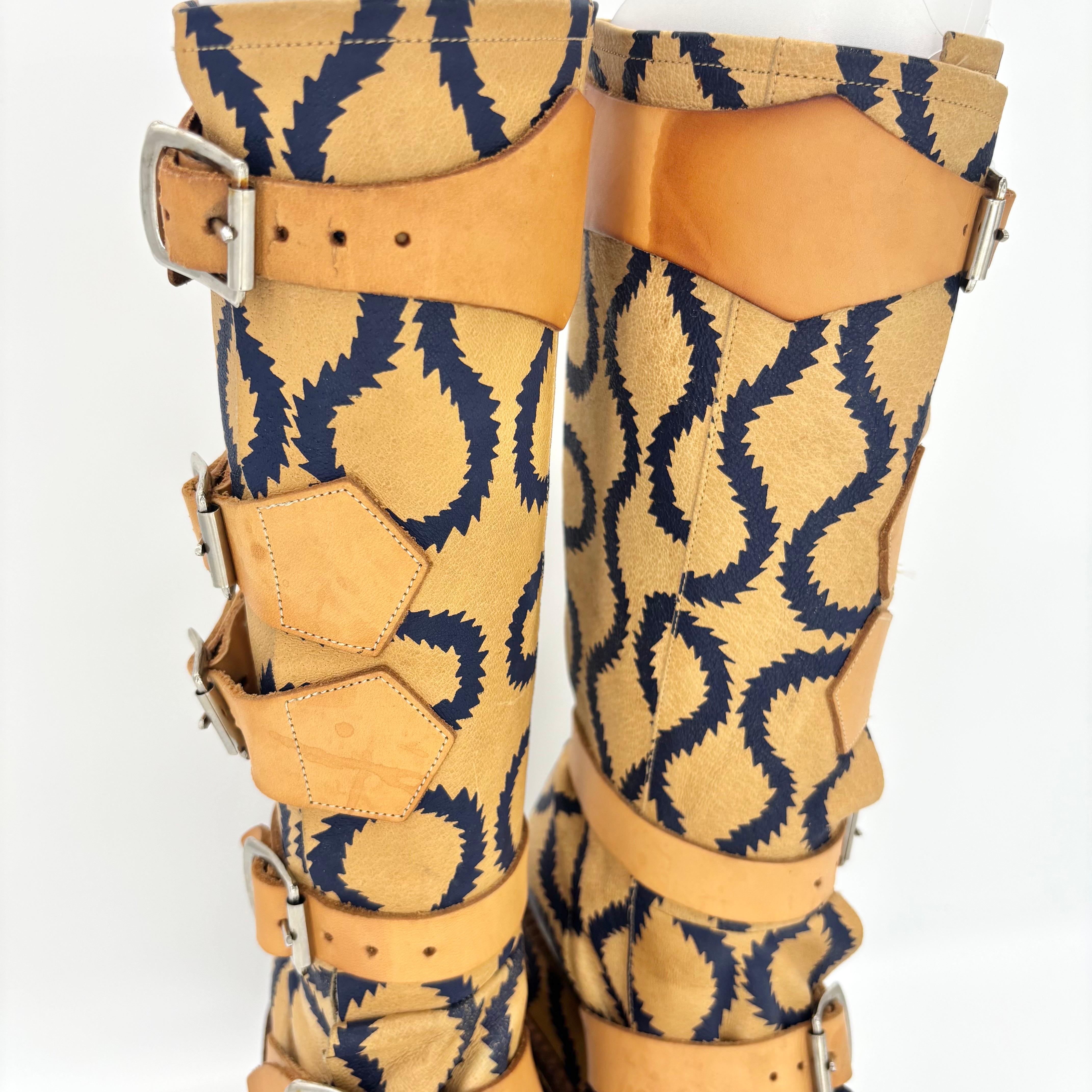 Vivienne Westwood Runway 2013 Pirate Clomper Squiggle Print Platform Boots 36 For Sale 2