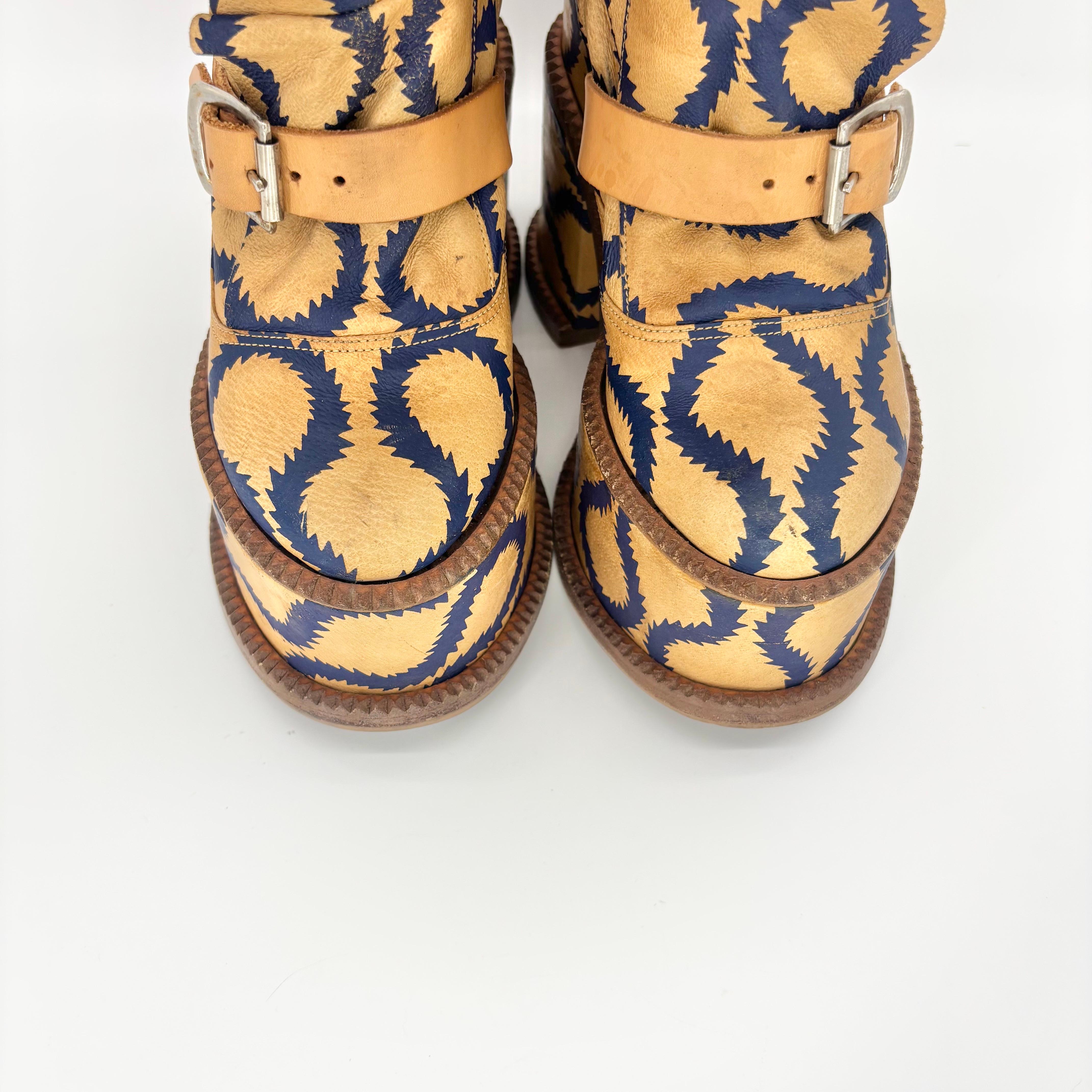 Vivienne Westwood Runway 2013 Pirate Clomper Squiggle Print Platform Boots 36 For Sale 3