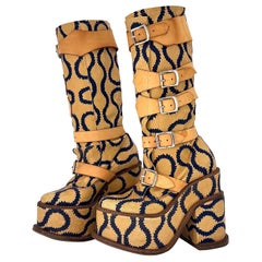 Vivienne Westwood Runway 2013 Pirate Clomper Squiggle Print Platform Boots 36 Vivienne Westwood Runway 2013 Pirate Clomper Squiggle Print Platform Boots 36