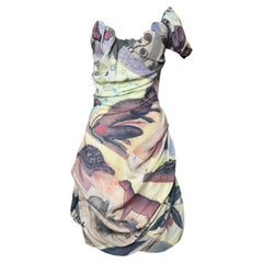 Vivienne Westwood S/S 2001 Corset "Exploration" Print Draped Dress