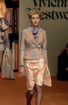 Vivienne Westwood S/S 2001 Pink Floral And Feather-Print Panelled A-Line Midi Skirt