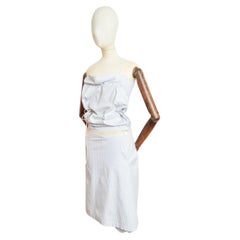 Vivienne Westwood S/S 2004 Pinstripe Sac Corset Top and Asymmetric Skirt Set
