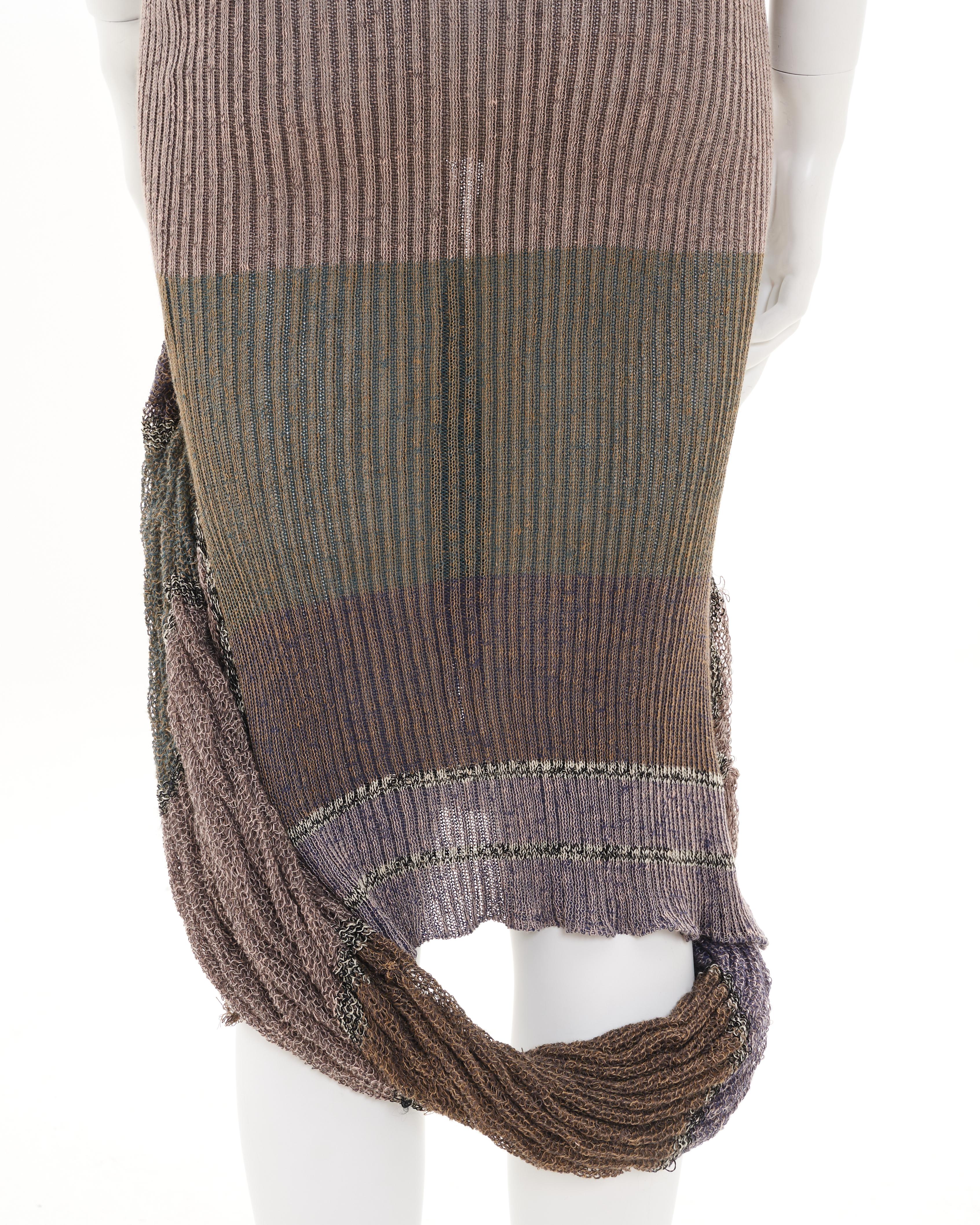 Vivienne Westwood S/S 2005 Multicolor distressed linen dress with tubular scarf For Sale 8